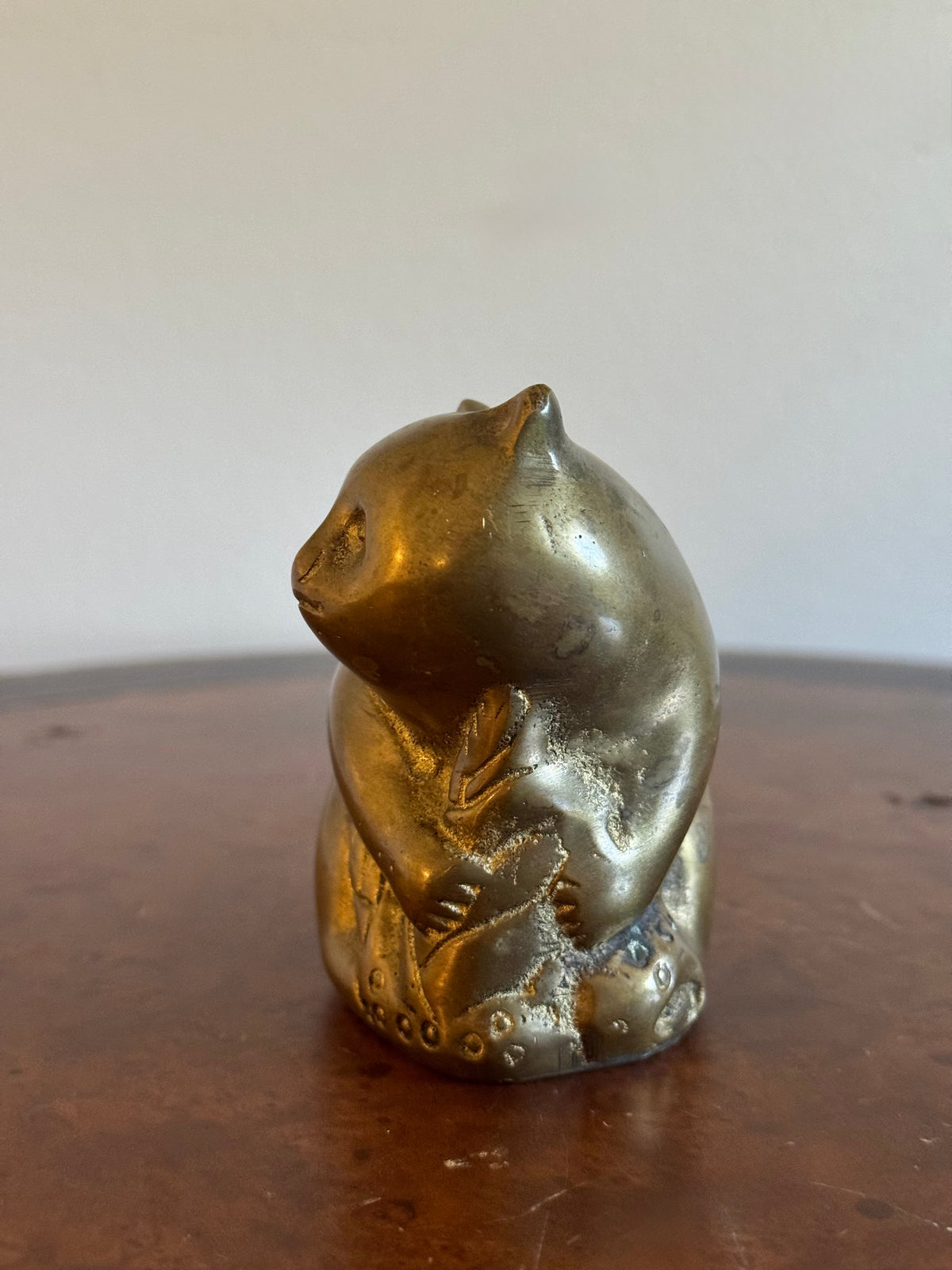 Solid Brass Panda Figurine, Vintage