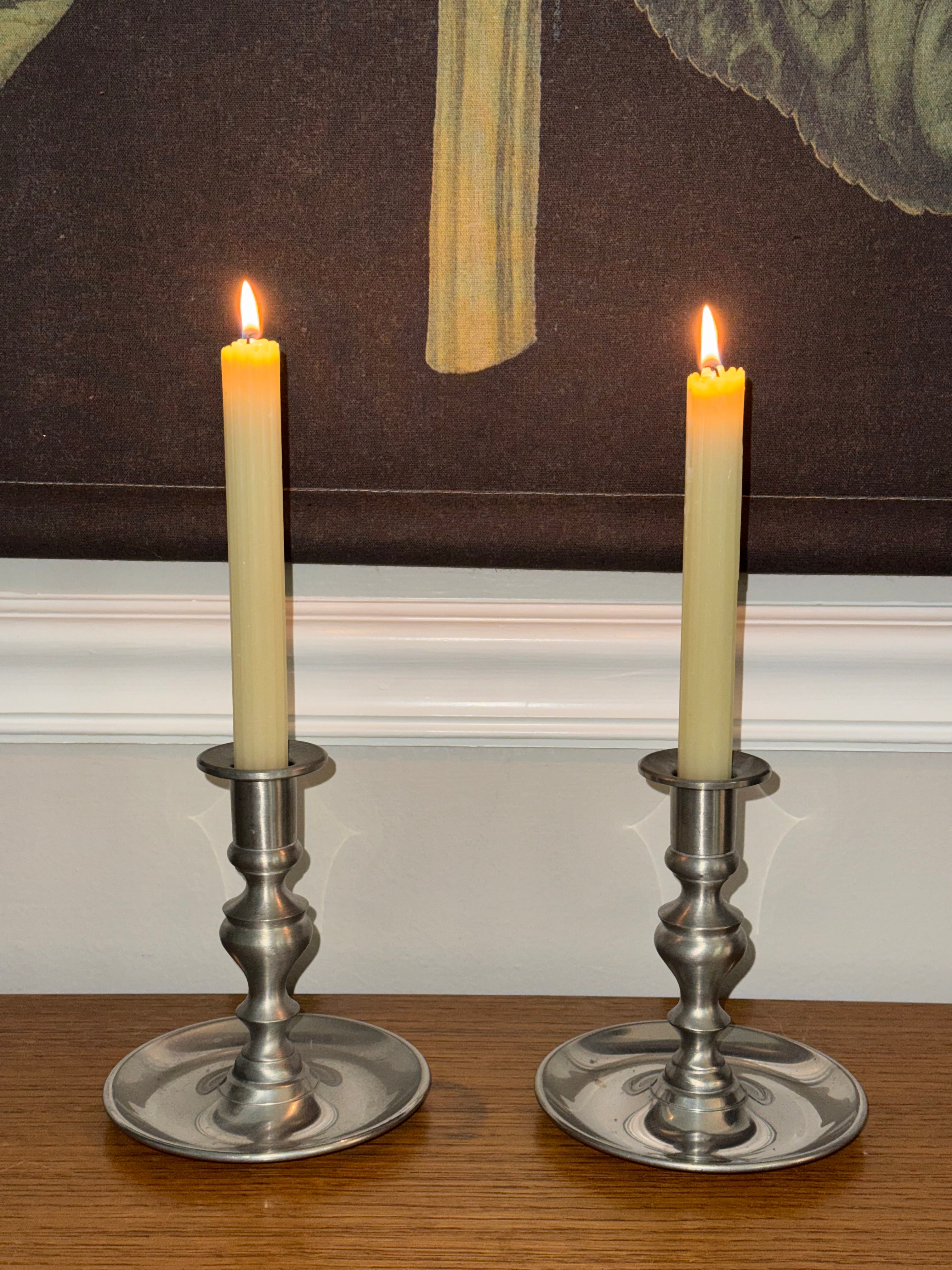 Pair of Woodbury Pewter Colonial Style Candlestick Holders