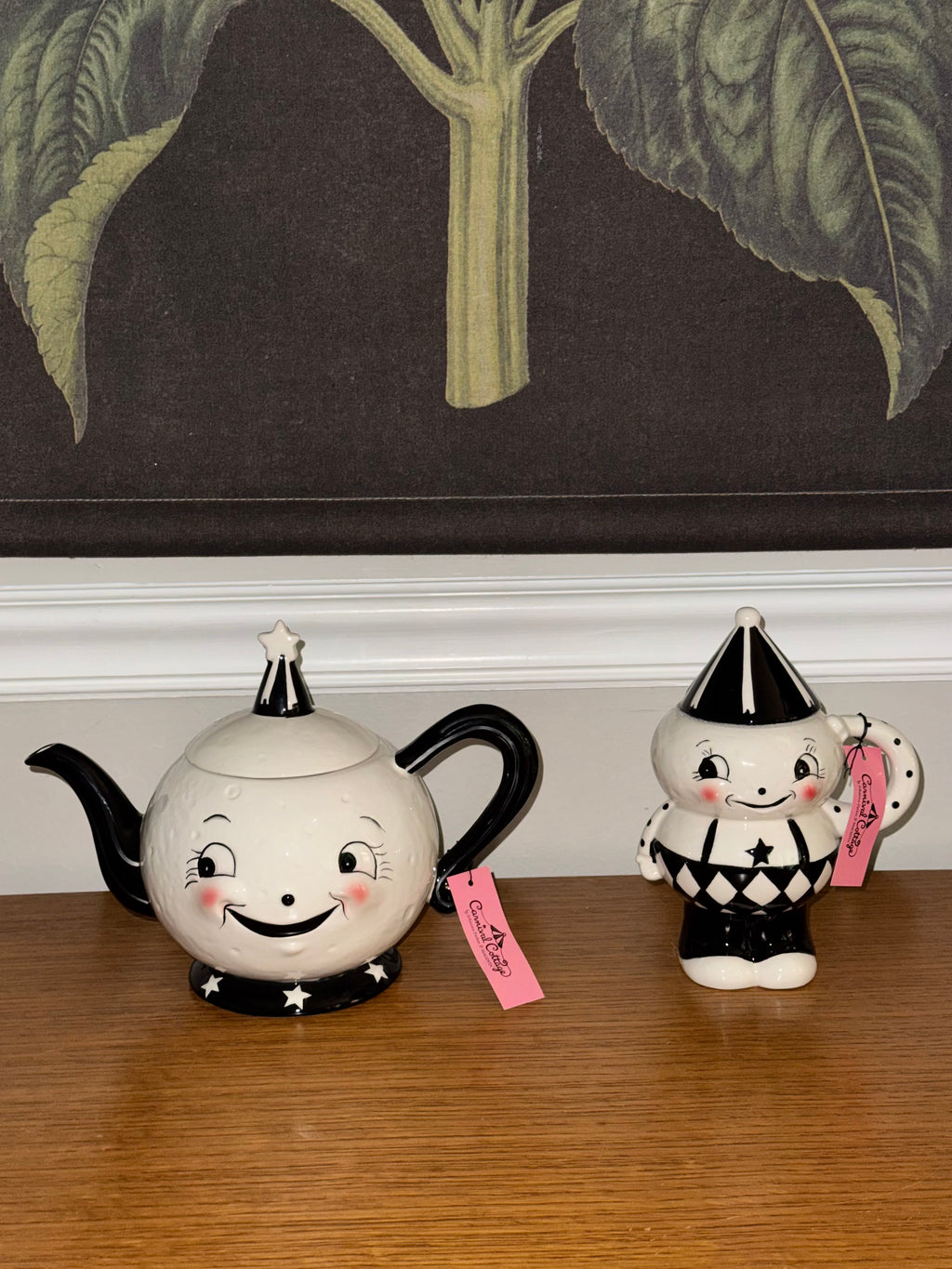 NWT Johanna Parker Carnival Cottage “Laughing Luna” Teapot and Mug Set