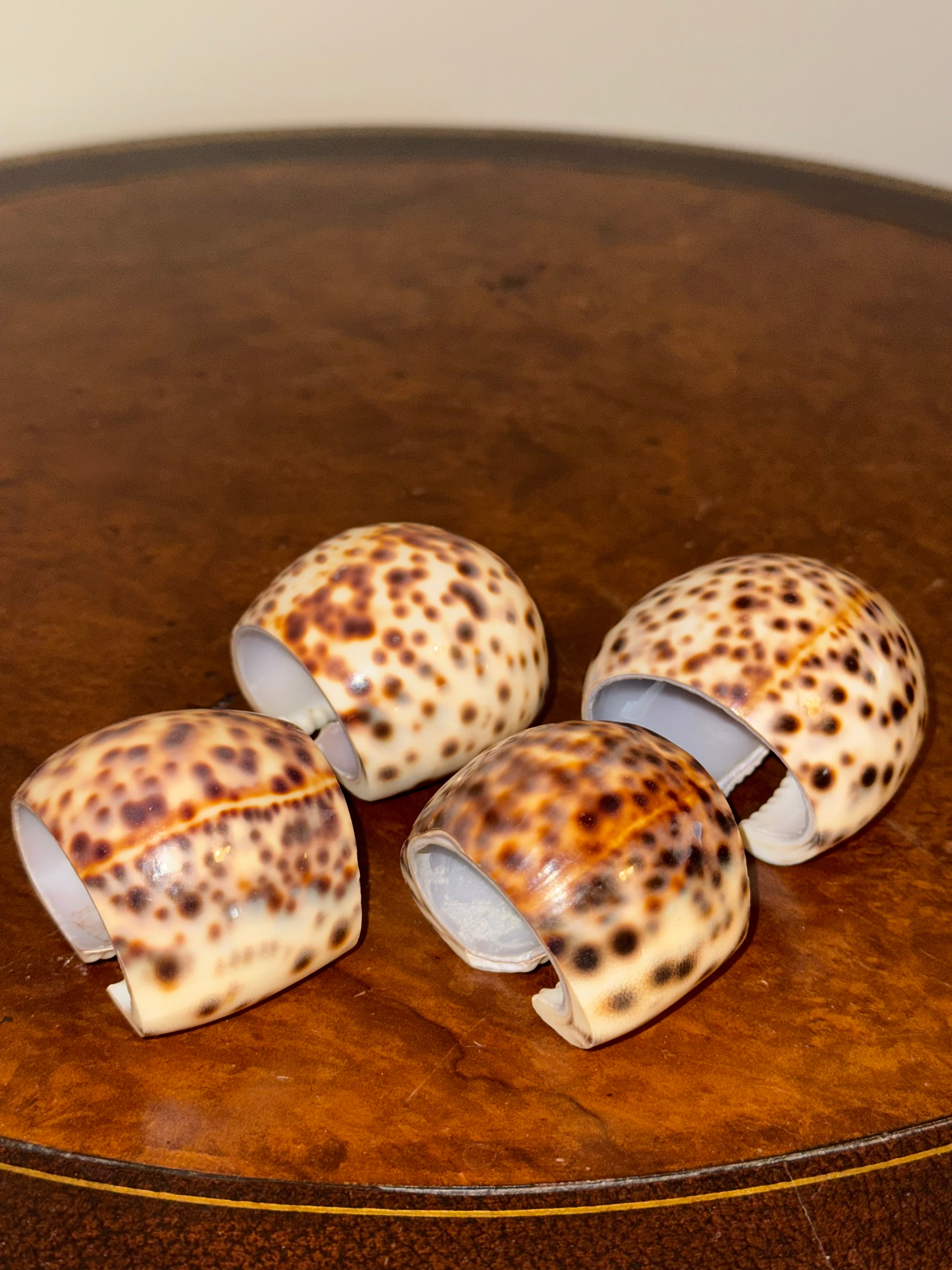 Vintage Tiger Cowrie Napkin Rings Set of 4