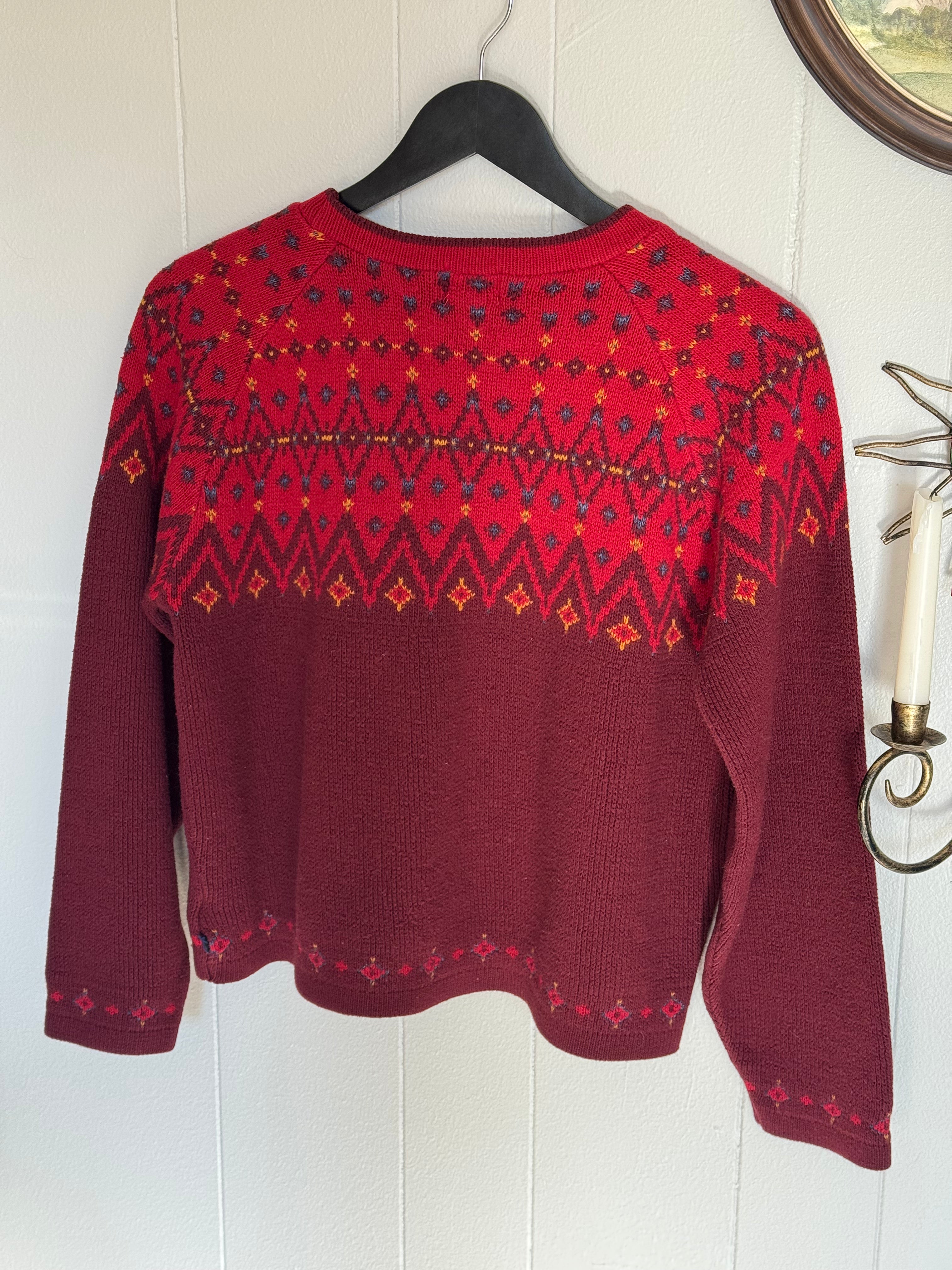 Vintage Route 66 Red Nordic Knit Design Sweater