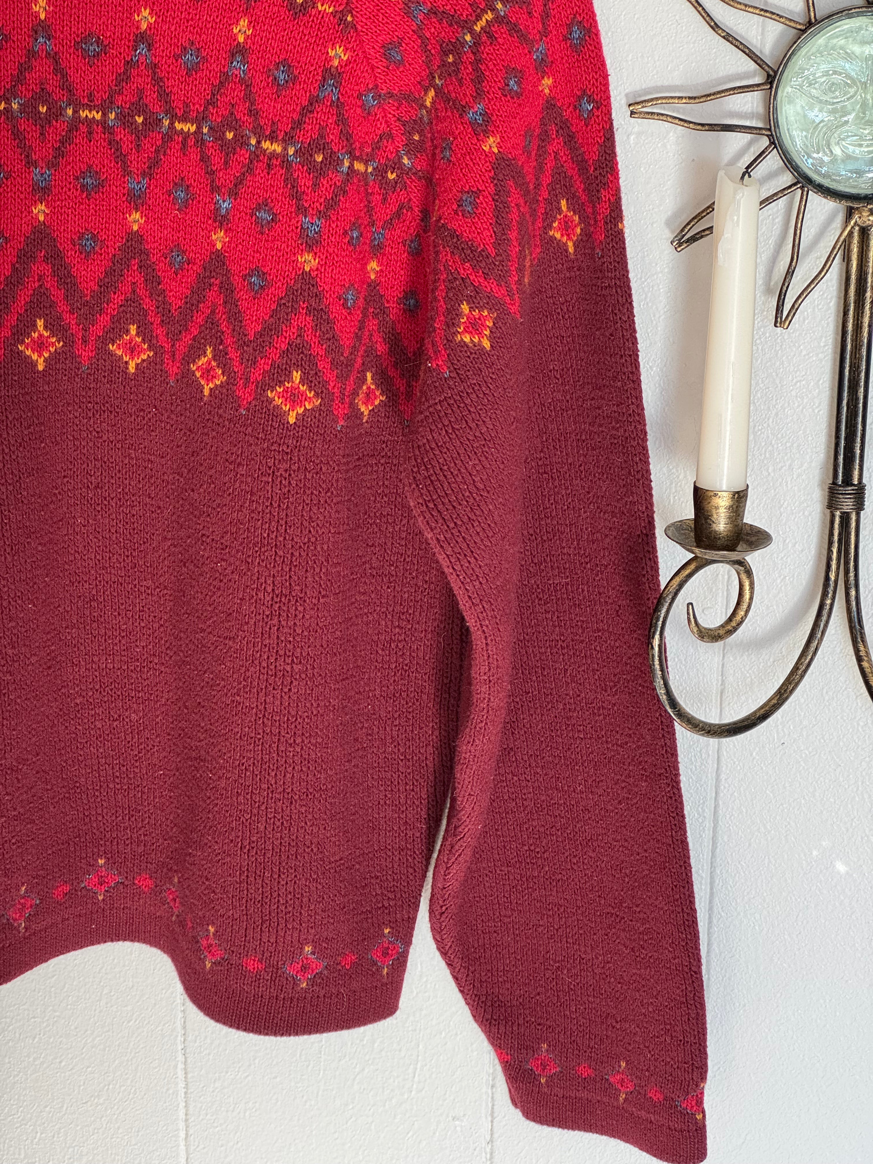 Vintage Route 66 Red Nordic Knit Design Sweater