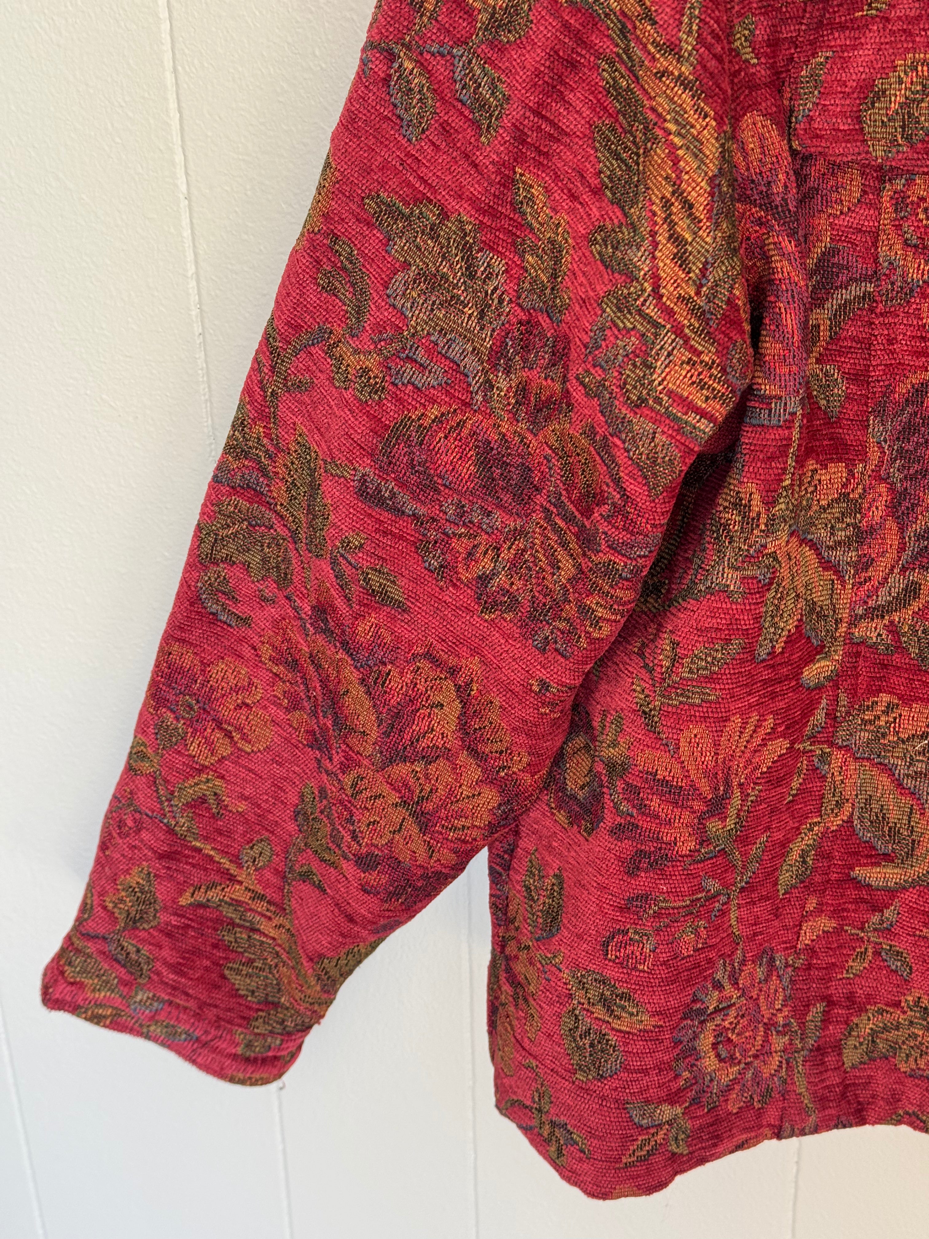 Vintage Floral Red Tapestry Coldwater Creek Jacket Size 2X