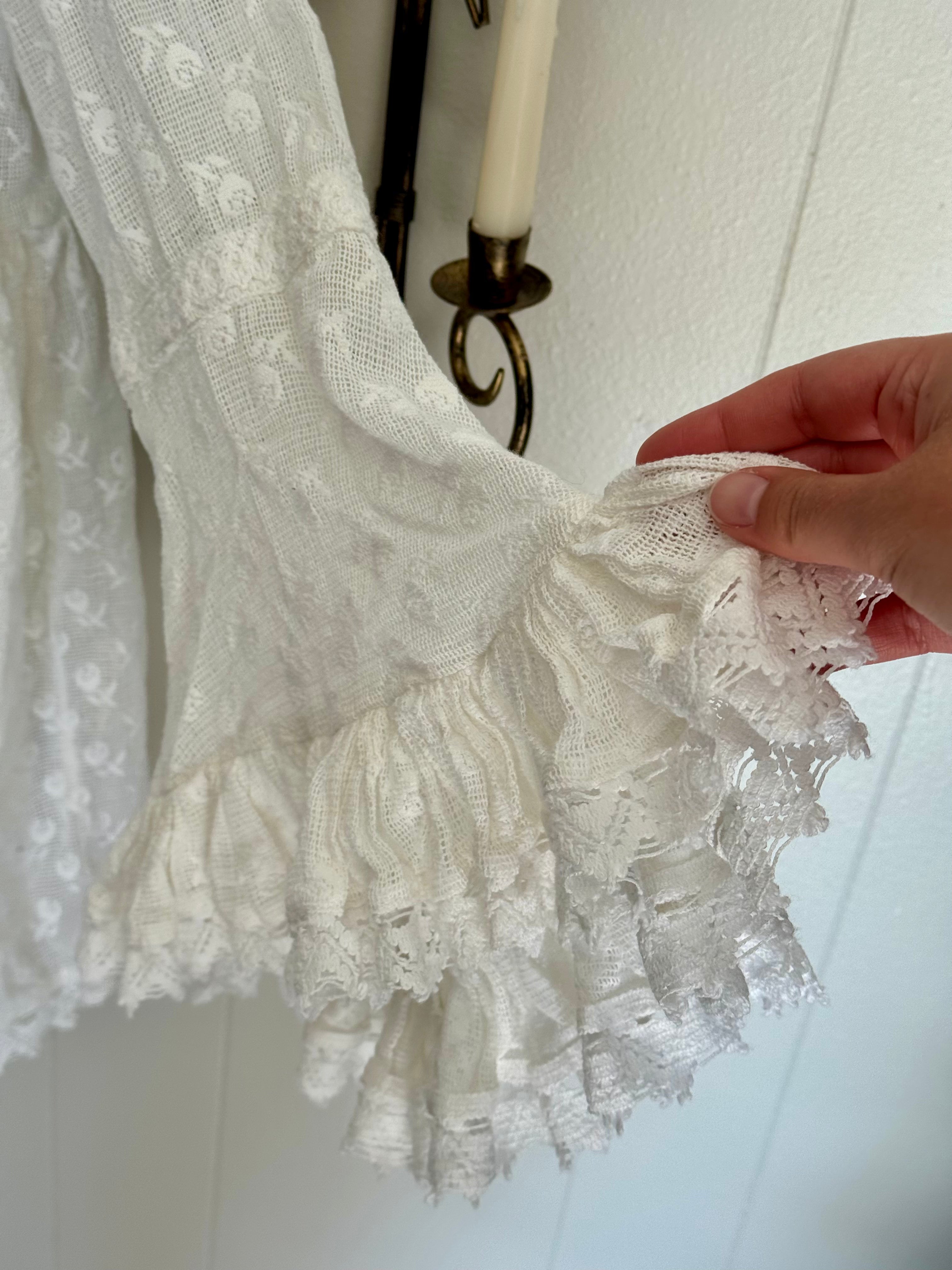 Antica Sartoria Romantic Ivory All-Lace Cover Up Bell Sleeves One Size