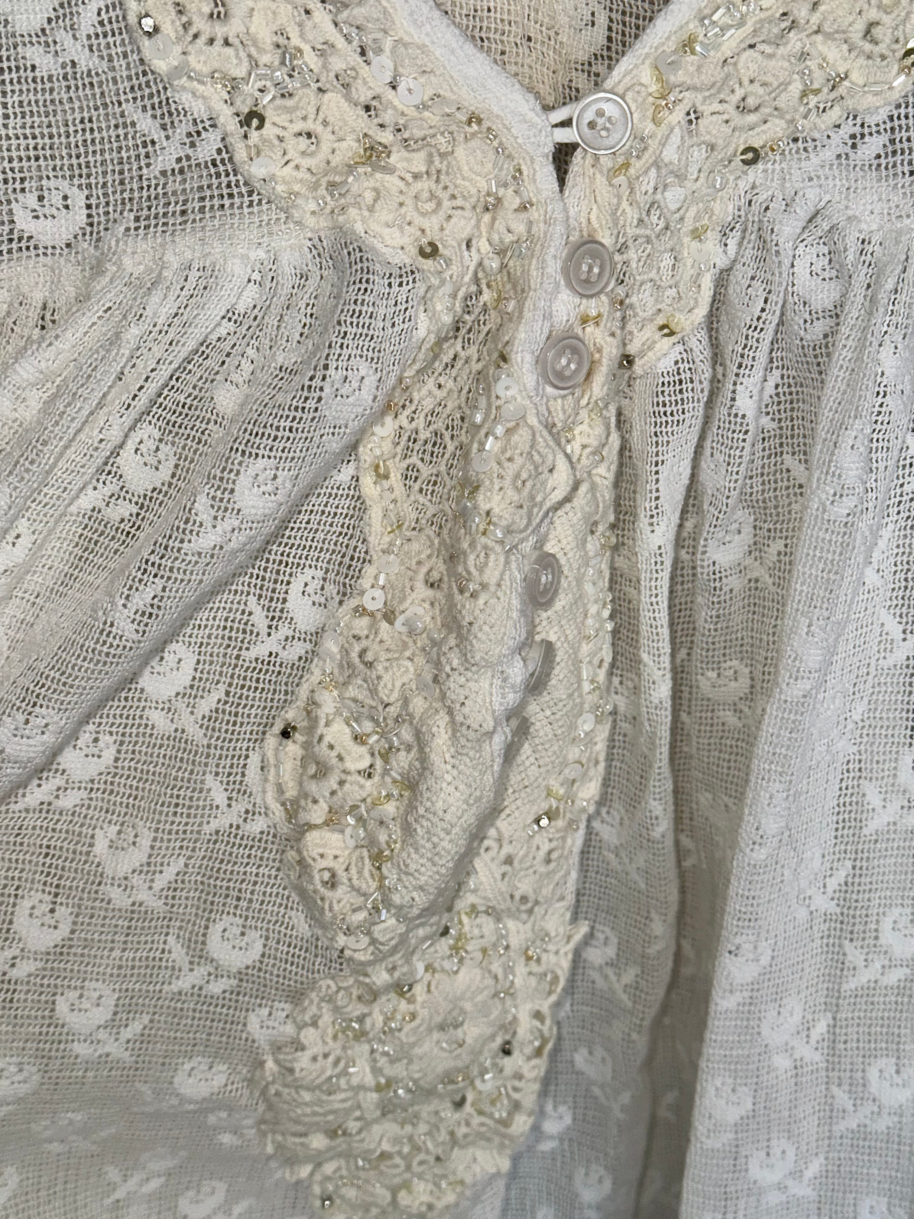 Antica Sartoria Romantic Ivory All-Lace Cover Up Bell Sleeves One Size