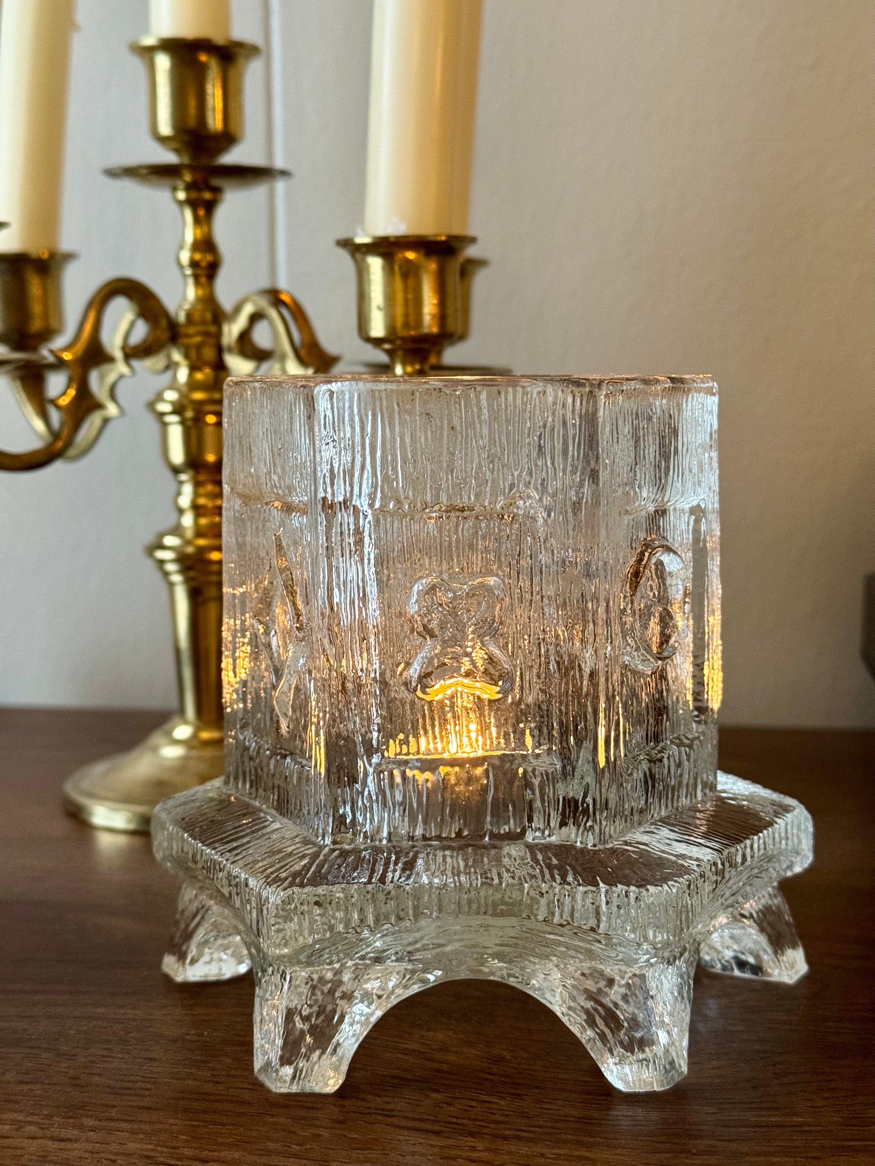 70s Smith Glass Pagoda Fairy Lamp Base