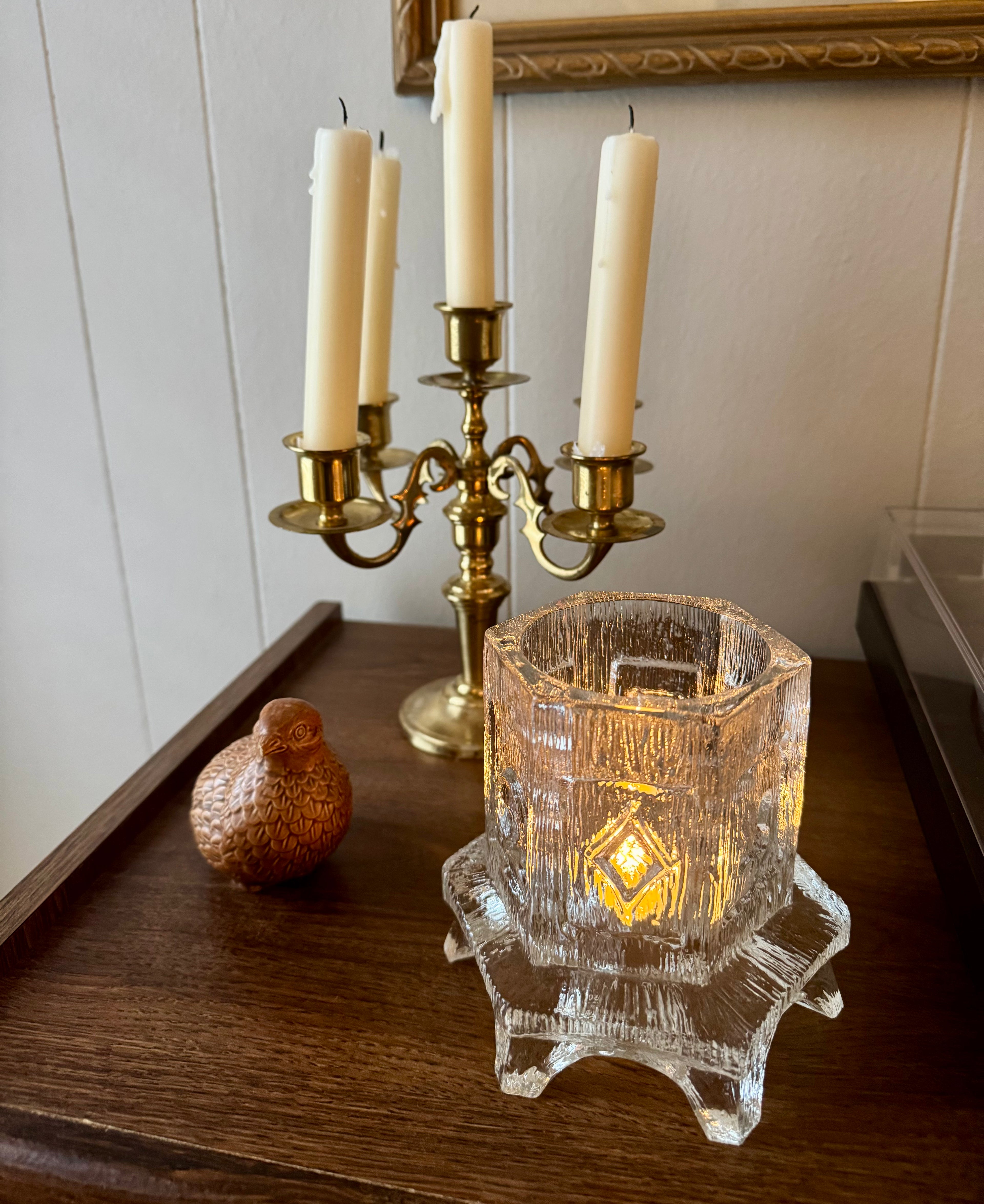 70s Smith Glass Pagoda Fairy Lamp Base