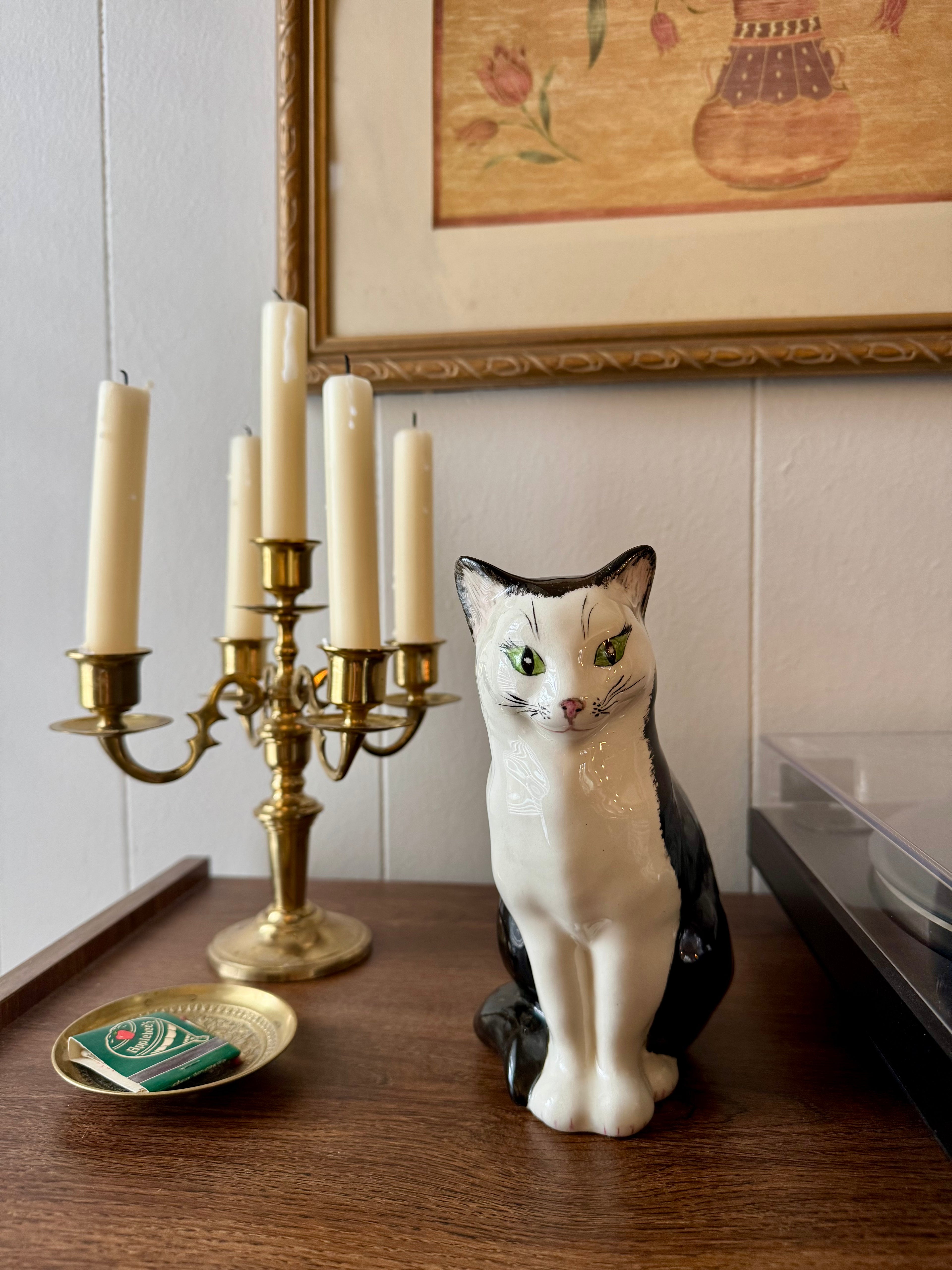Vintage Ceramic Tuxedo Cat Figurine