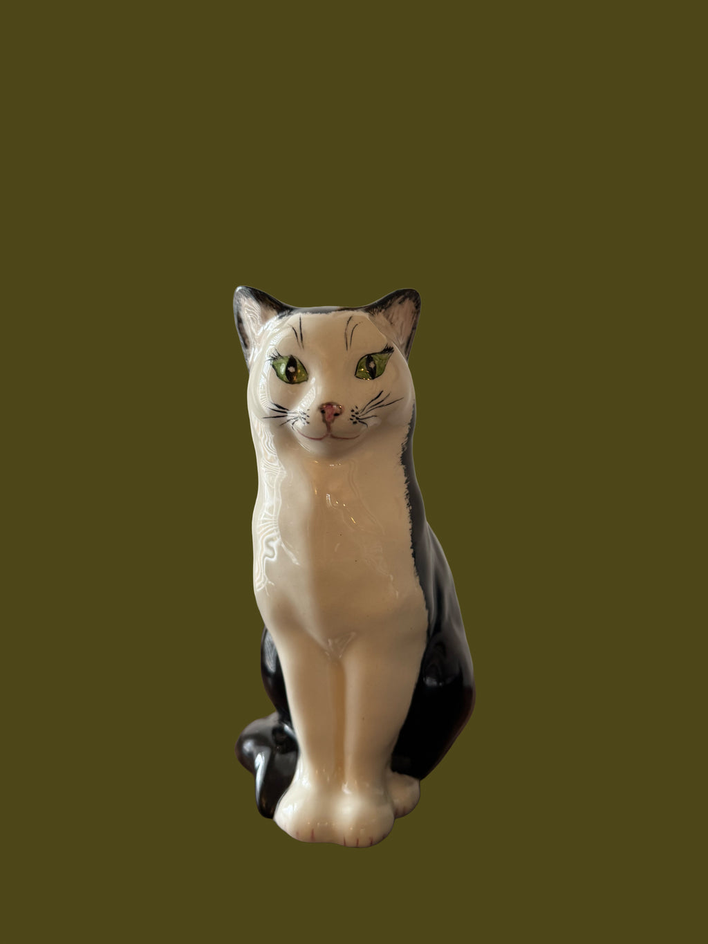 Vintage Ceramic Tuxedo Cat Figurine