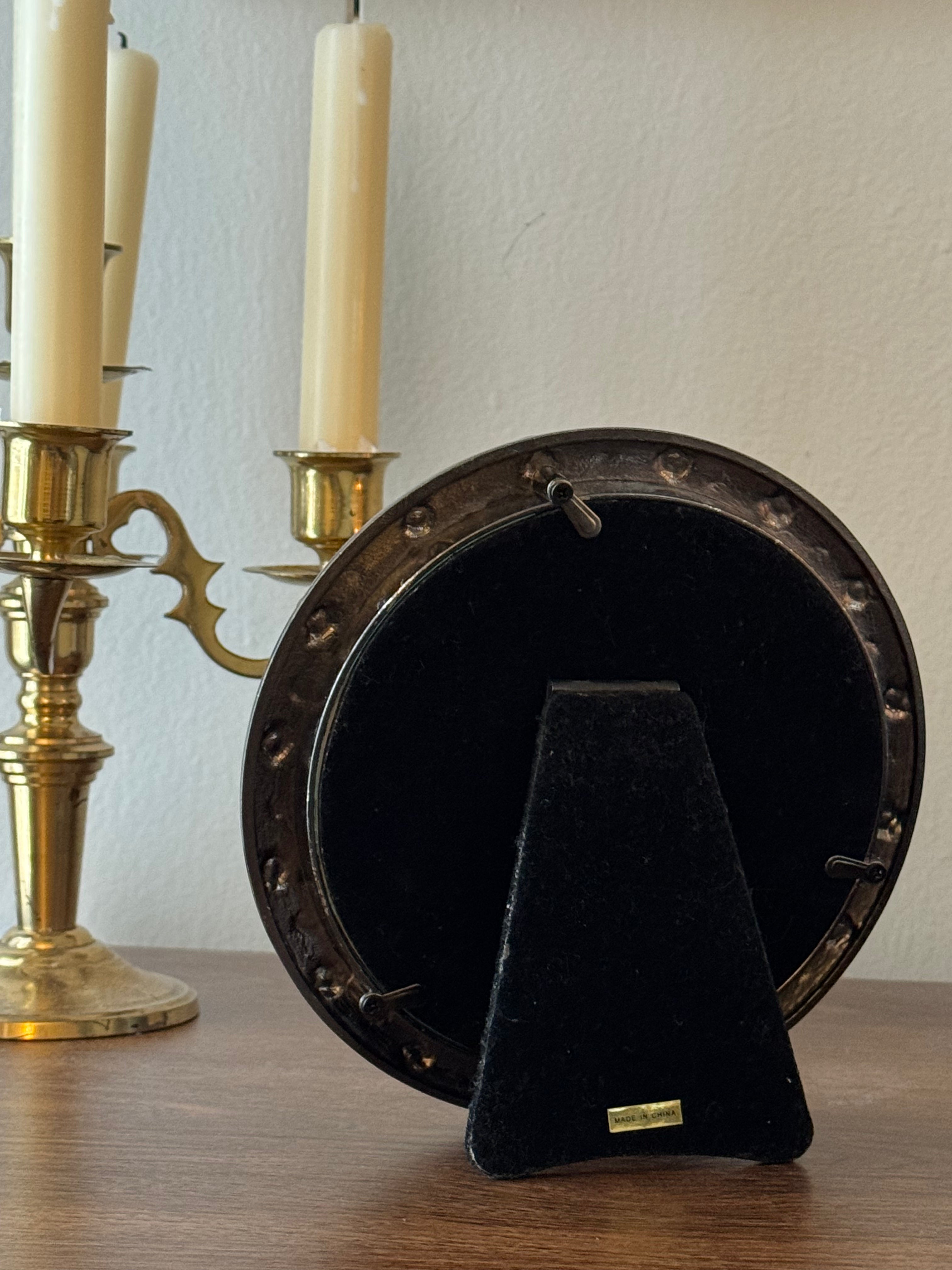 Vintage Pryde Round Metal Floral Photo Frame 5"x5"