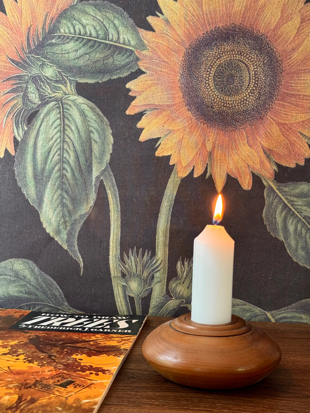 Vintage MCM Wood Candle Holder