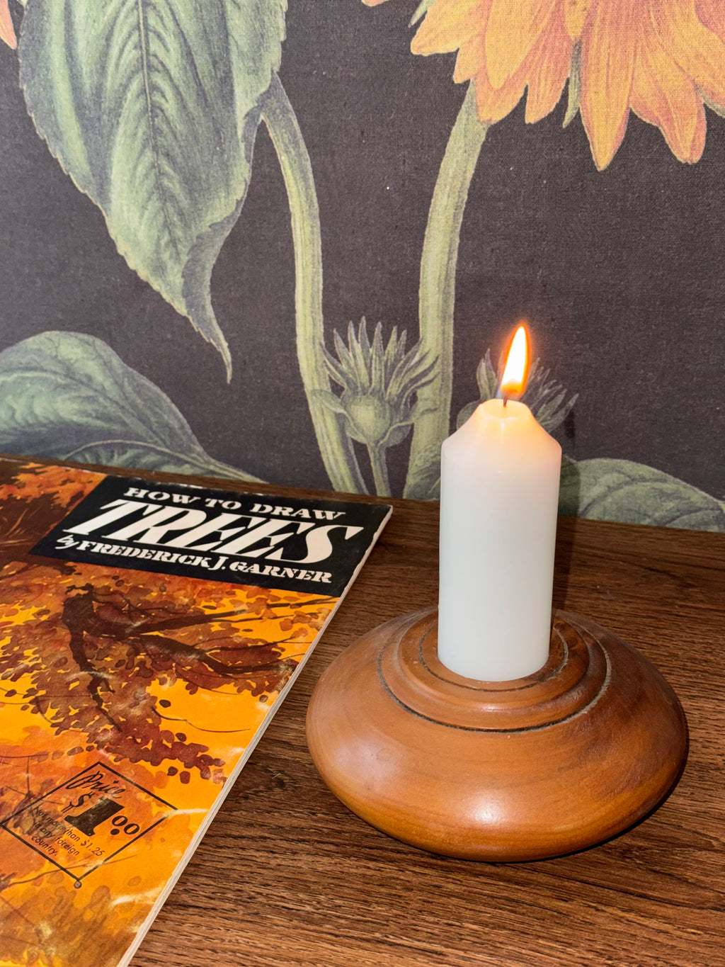Vintage MCM Wood Candle Holder