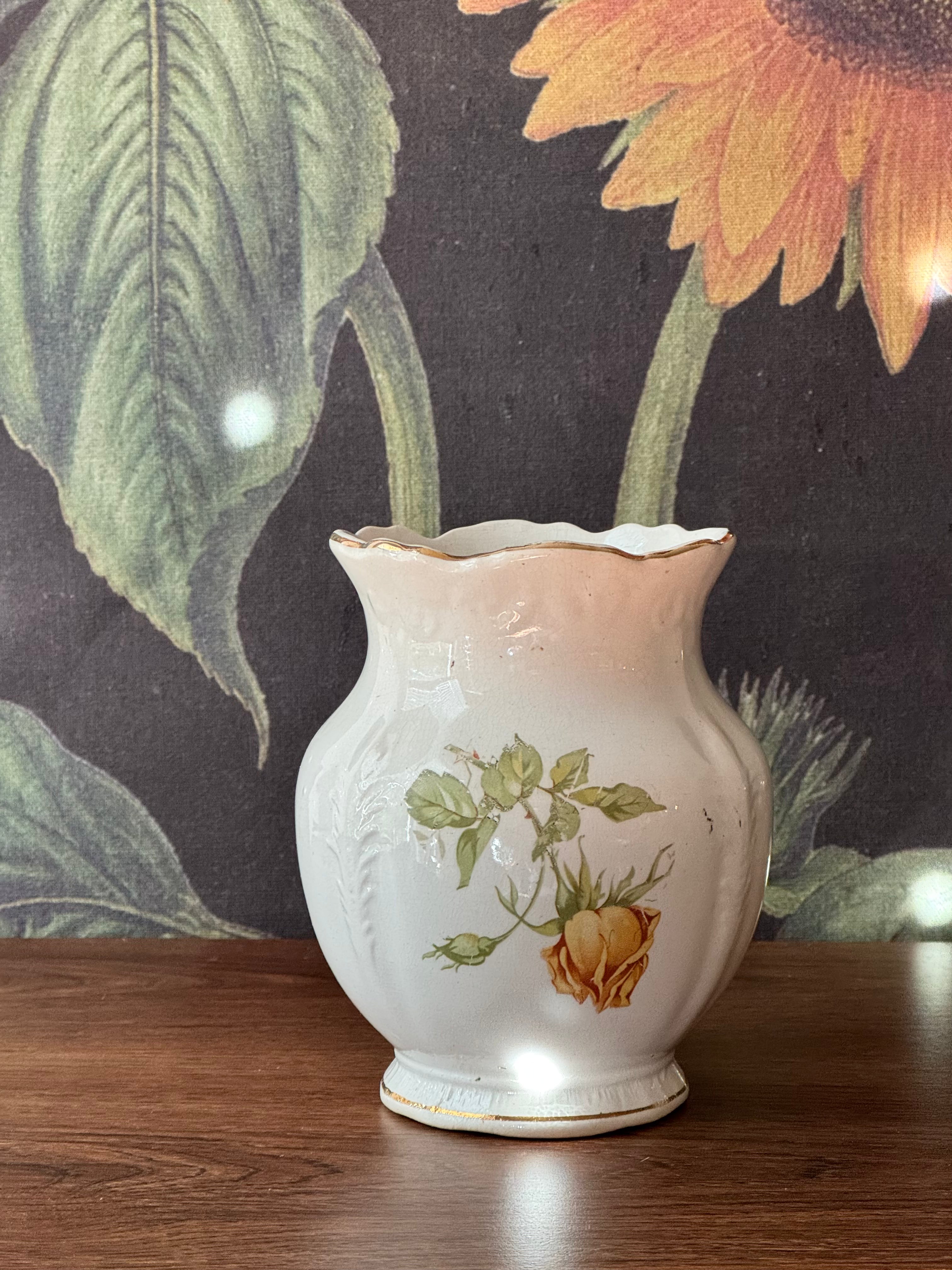 Antique Floral Vase by Buffalo Pottery