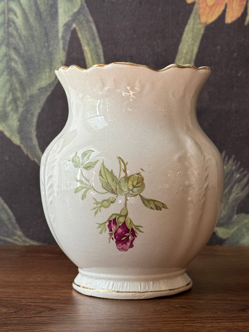 Antique Floral Vase by Buffalo Pottery