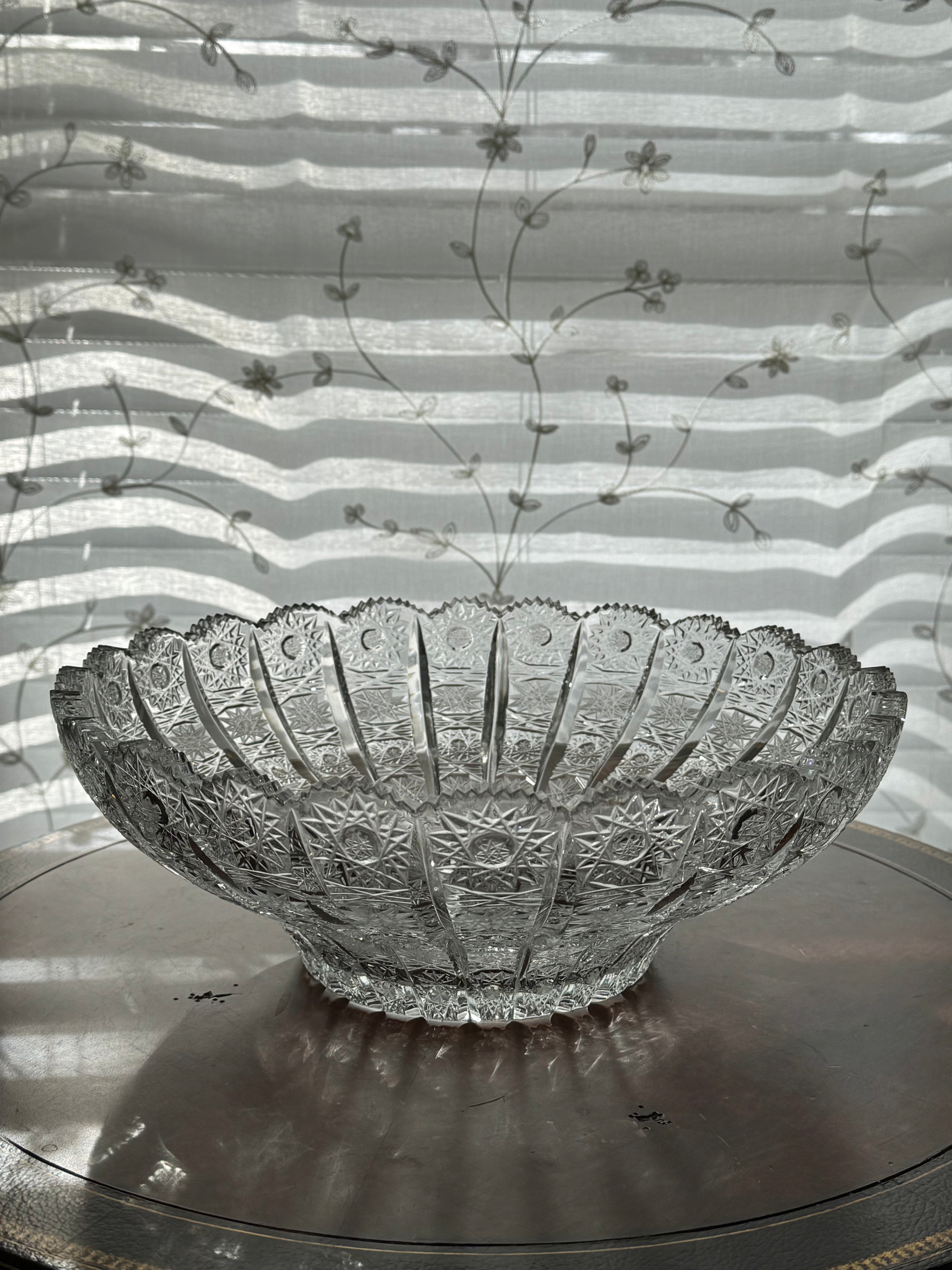 Vintage Bohemian "Queens Lace" Cut Crystal Bowl 12"
