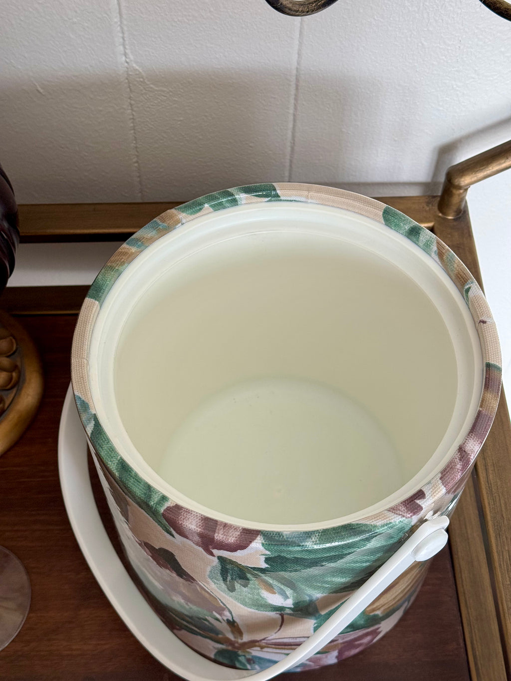 Vintage MCM Floral Ice Bucket Elegance by Kraftware