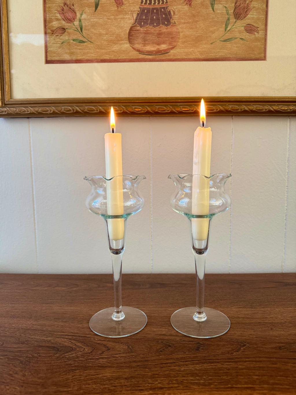 Vintage Princess House Violet Crystal Candlestick Holders