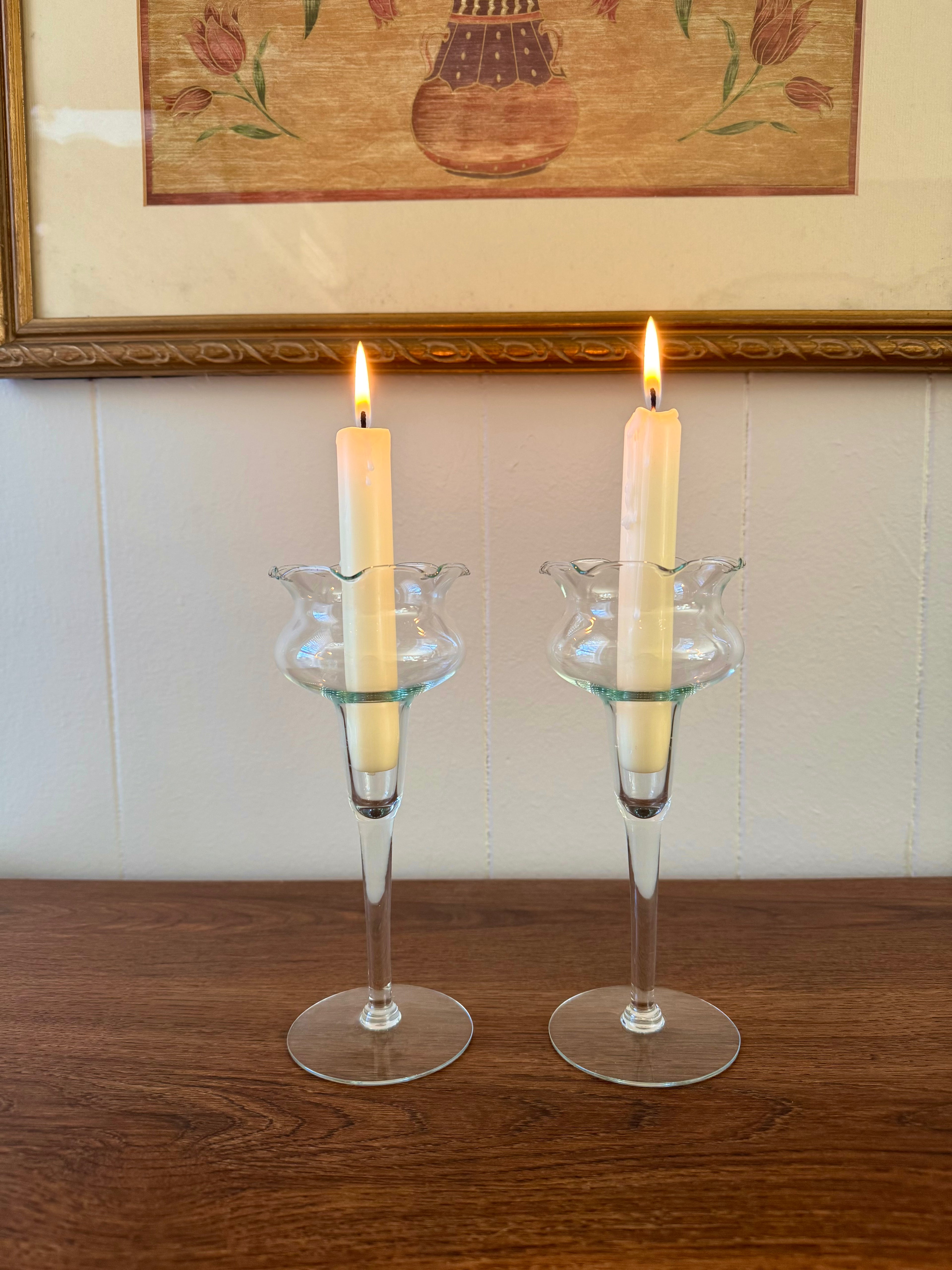 Vintage Princess House Violet Crystal Candlestick Holders