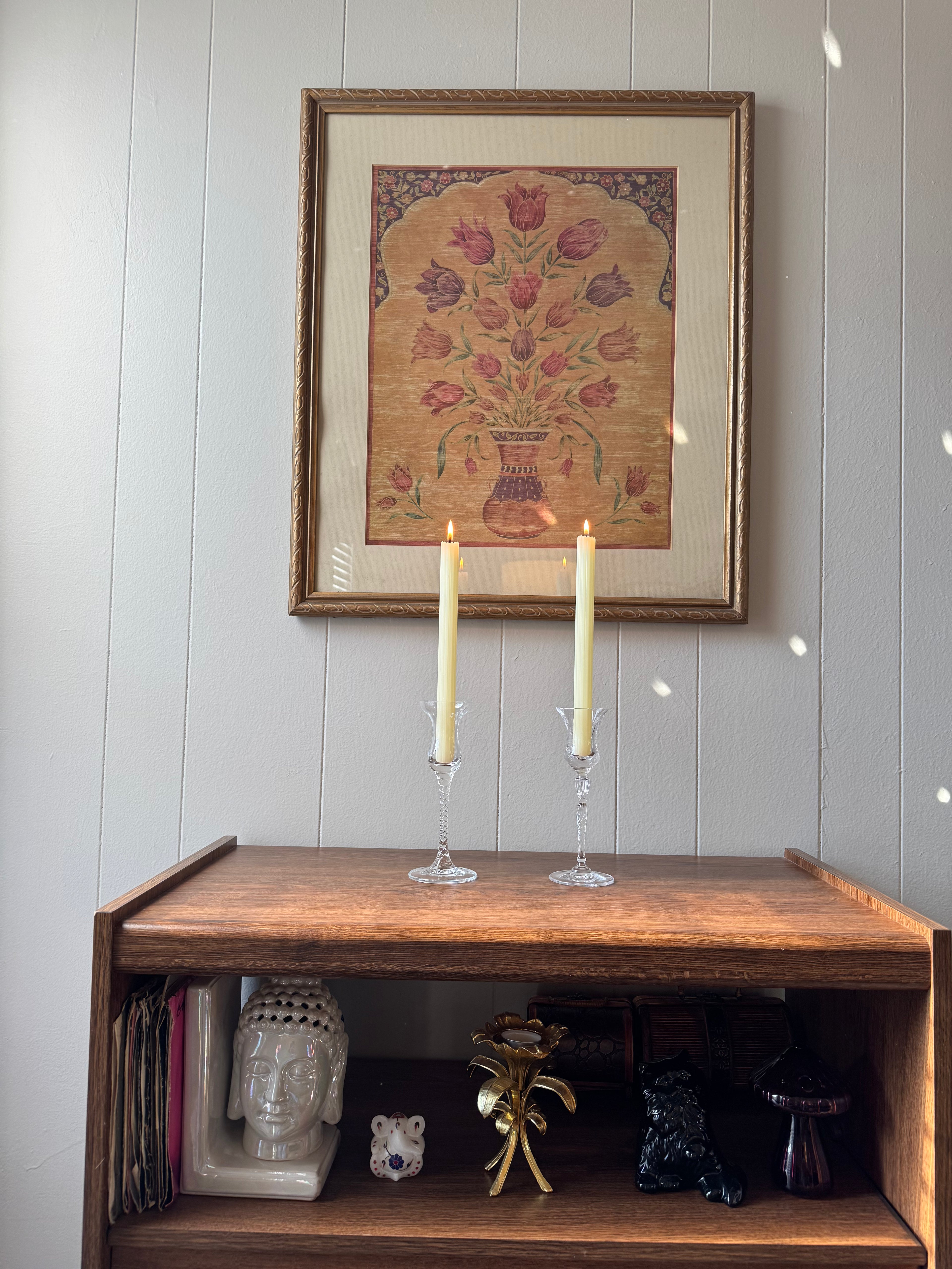 Vintage Tulip Taper Candle Holders, Set of 2