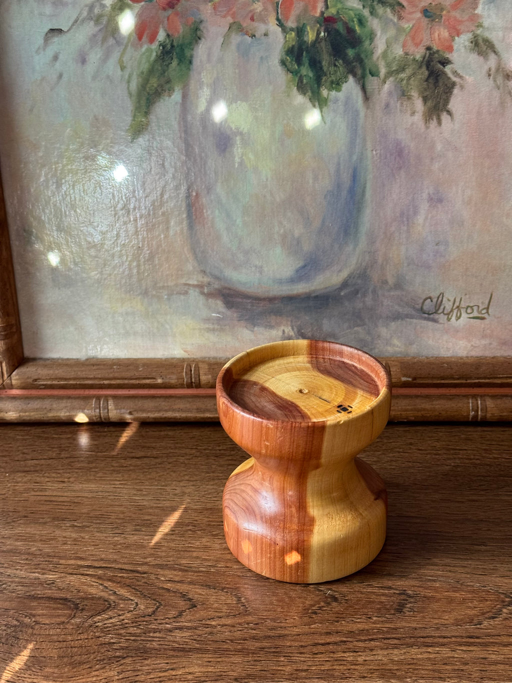 Artisan Hand-Turned Wood Candle Holder -`🕯´-