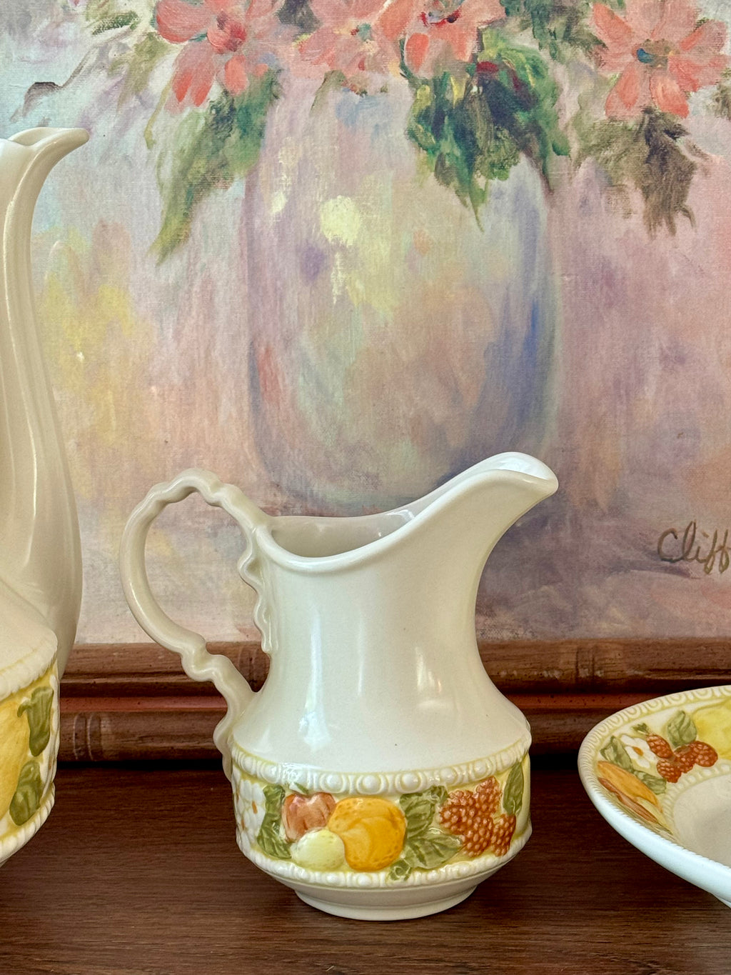 Vintage Creamer and Oval Plate / Poppytrail - Della Robbia by Metlox