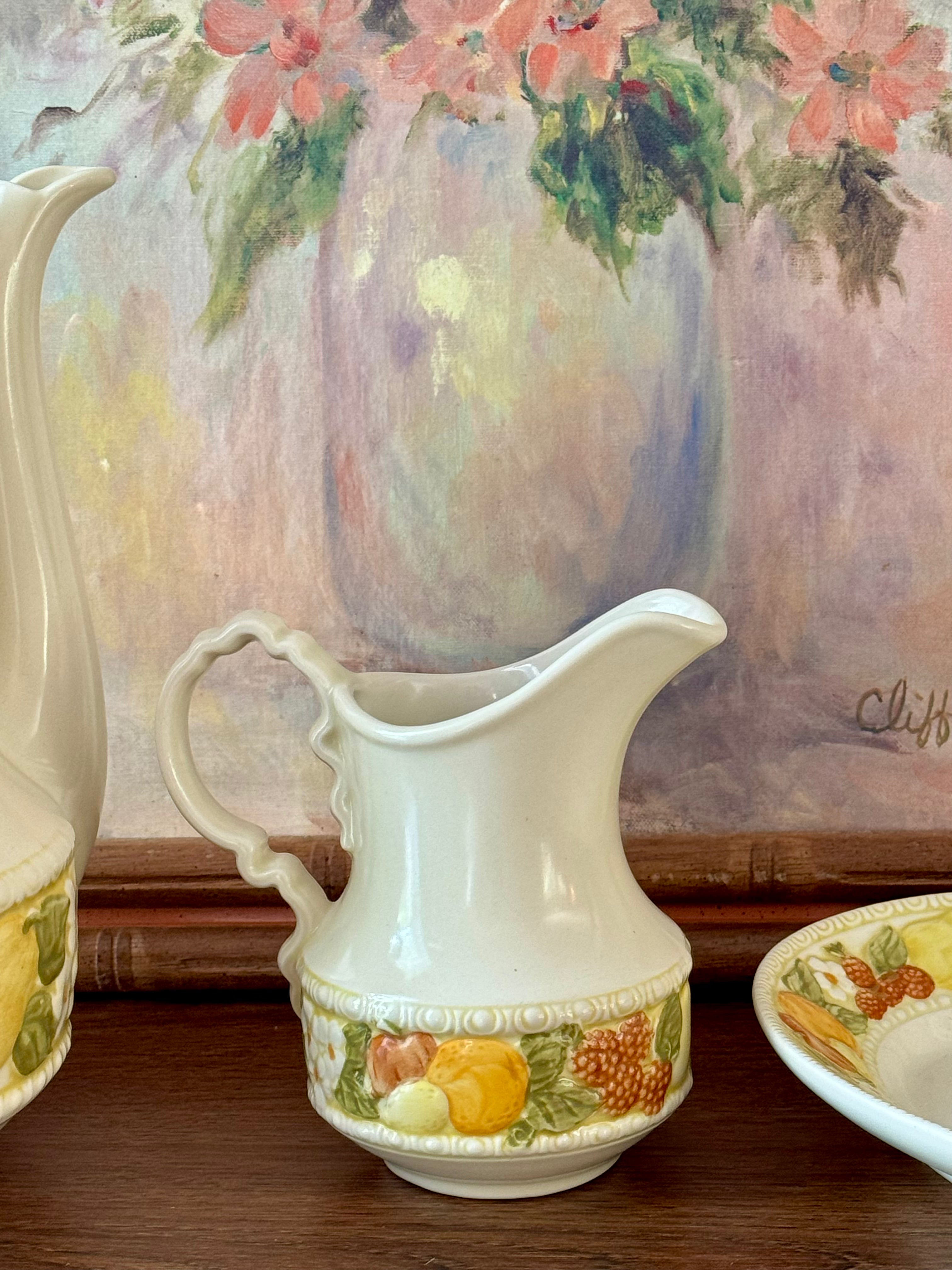 Vintage Creamer and Oval Plate / Poppytrail - Della Robbia by Metlox