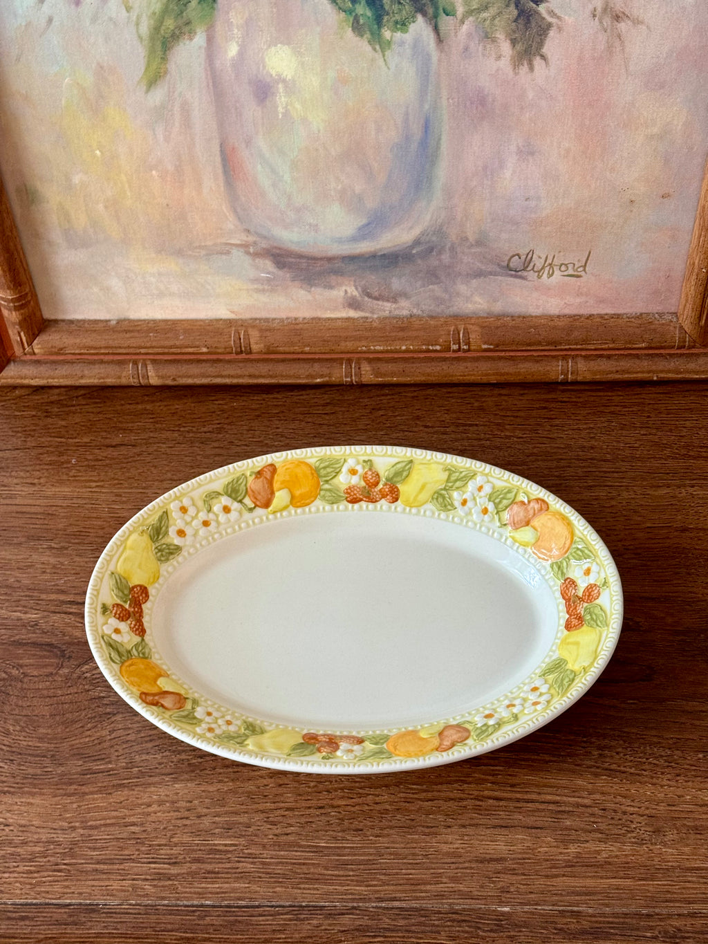 Vintage Creamer and Oval Plate / Poppytrail - Della Robbia by Metlox