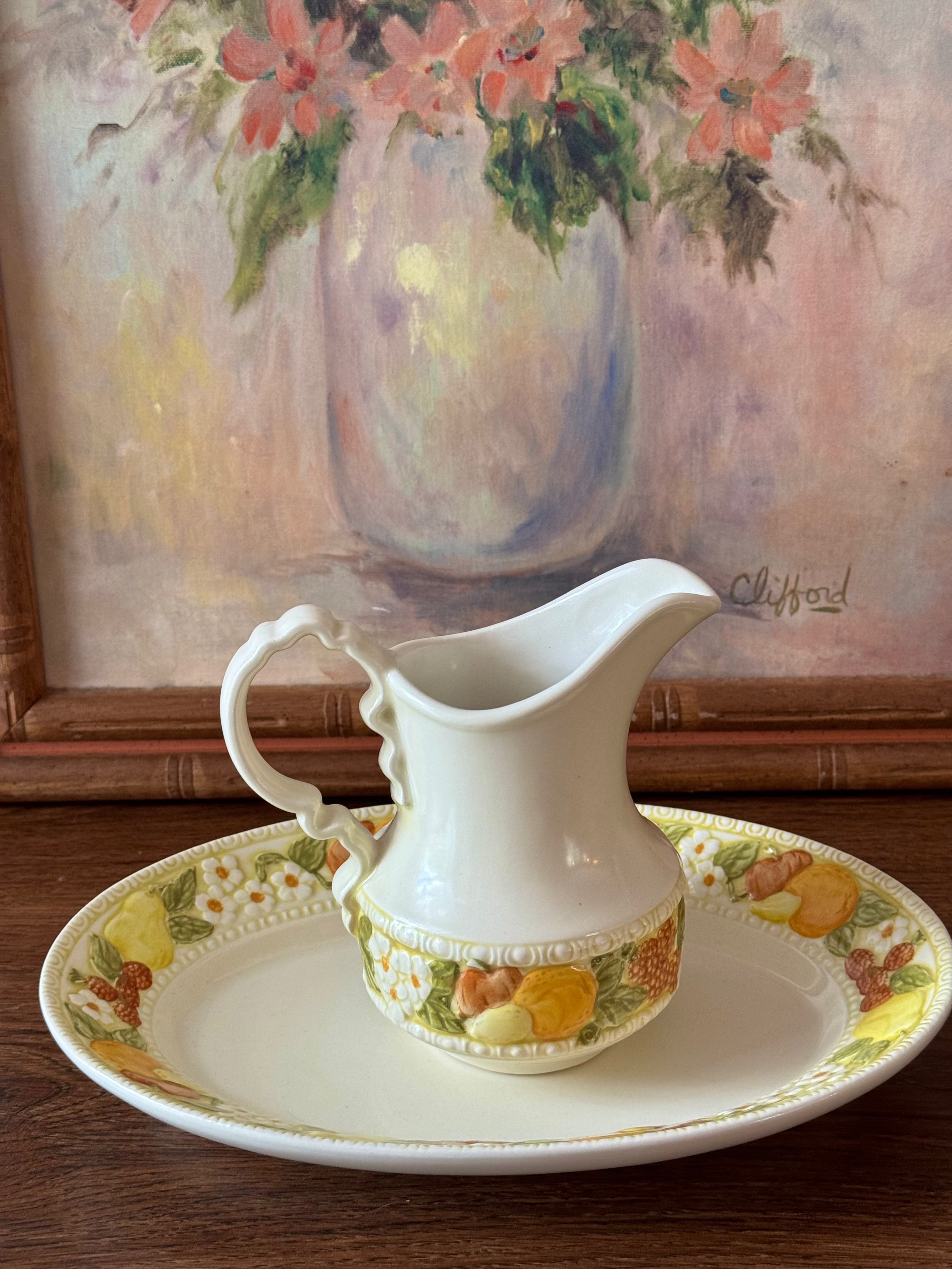 Vintage Creamer and Oval Plate / Poppytrail - Della Robbia by Metlox