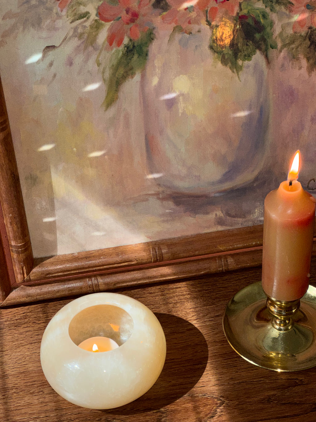 Vintage Onyx Tea-light Candle Holder