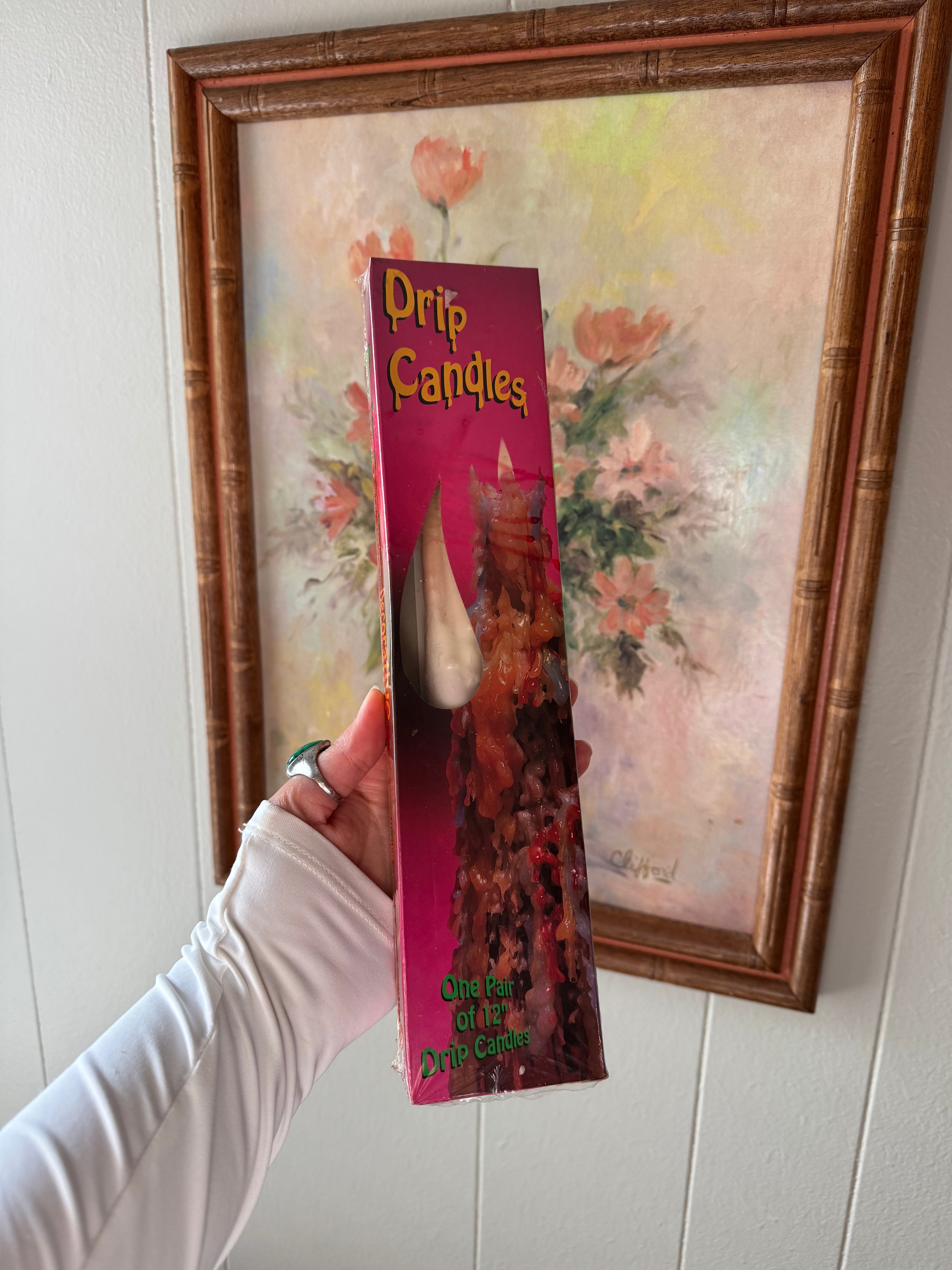 Vintage 12" Drip Candles, One Pair, Original Box (Sealed/Never Used)