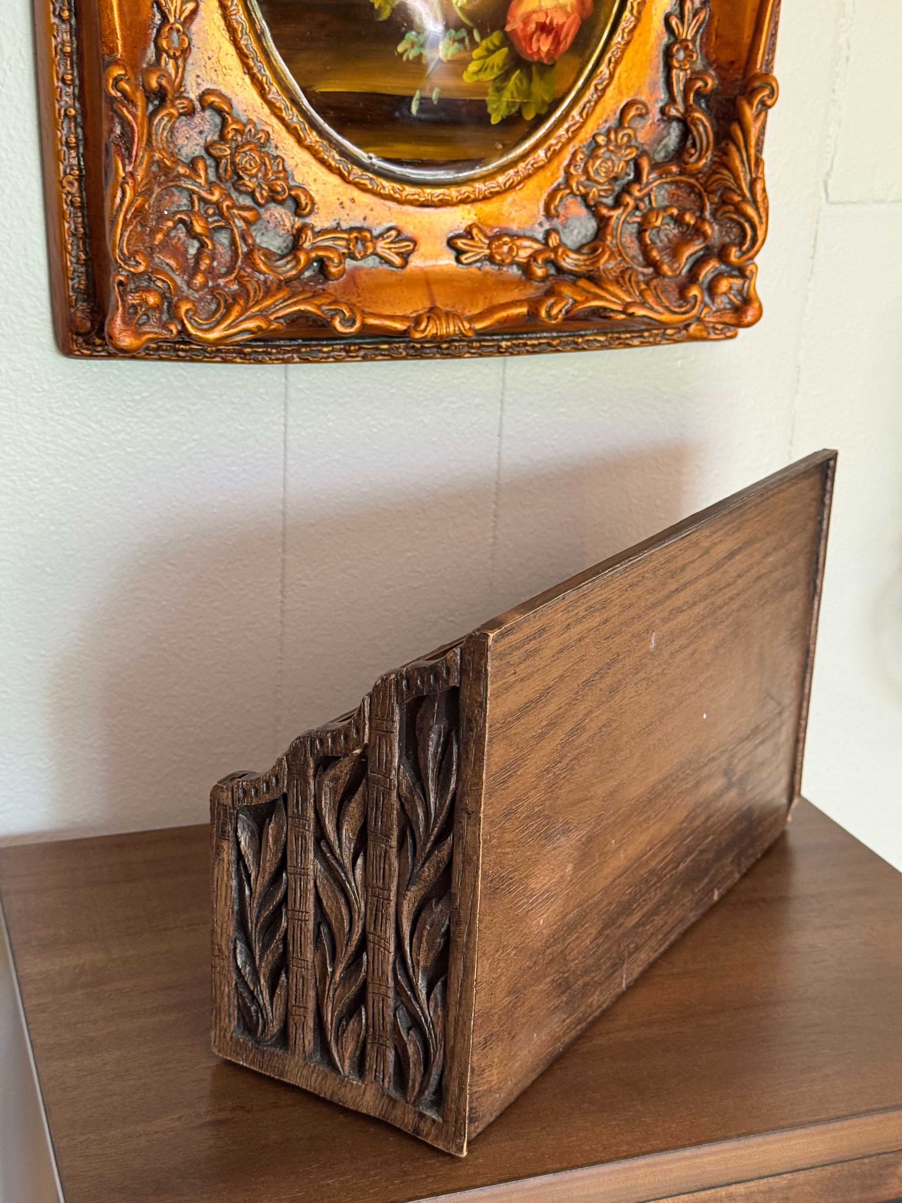 Vintage 1970s Lerner Plastic Faux Wood Desk / Letter Organizer