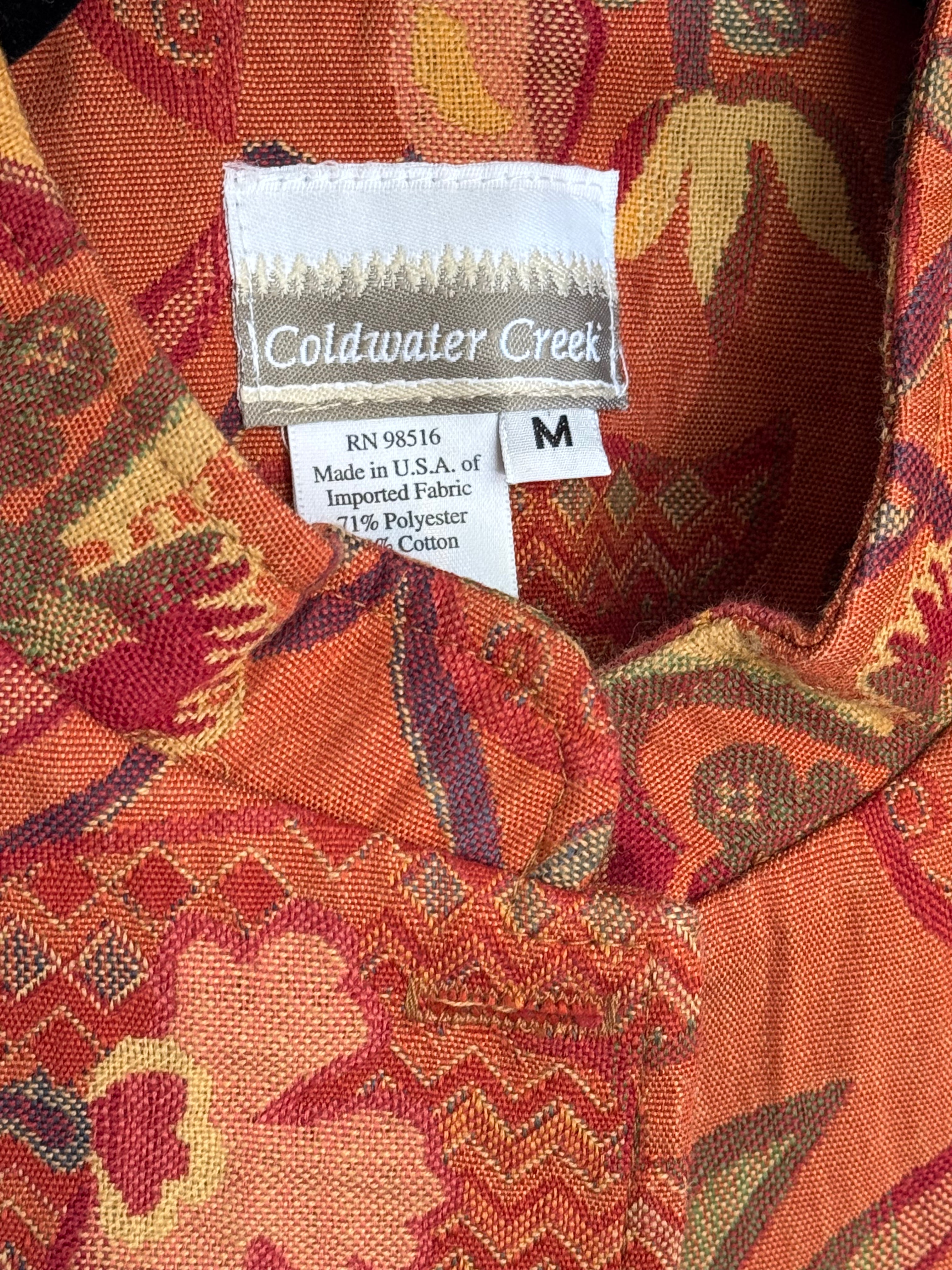 Vintage Coldwater Creek Orange Tapestry Floral Vest / Size Medium