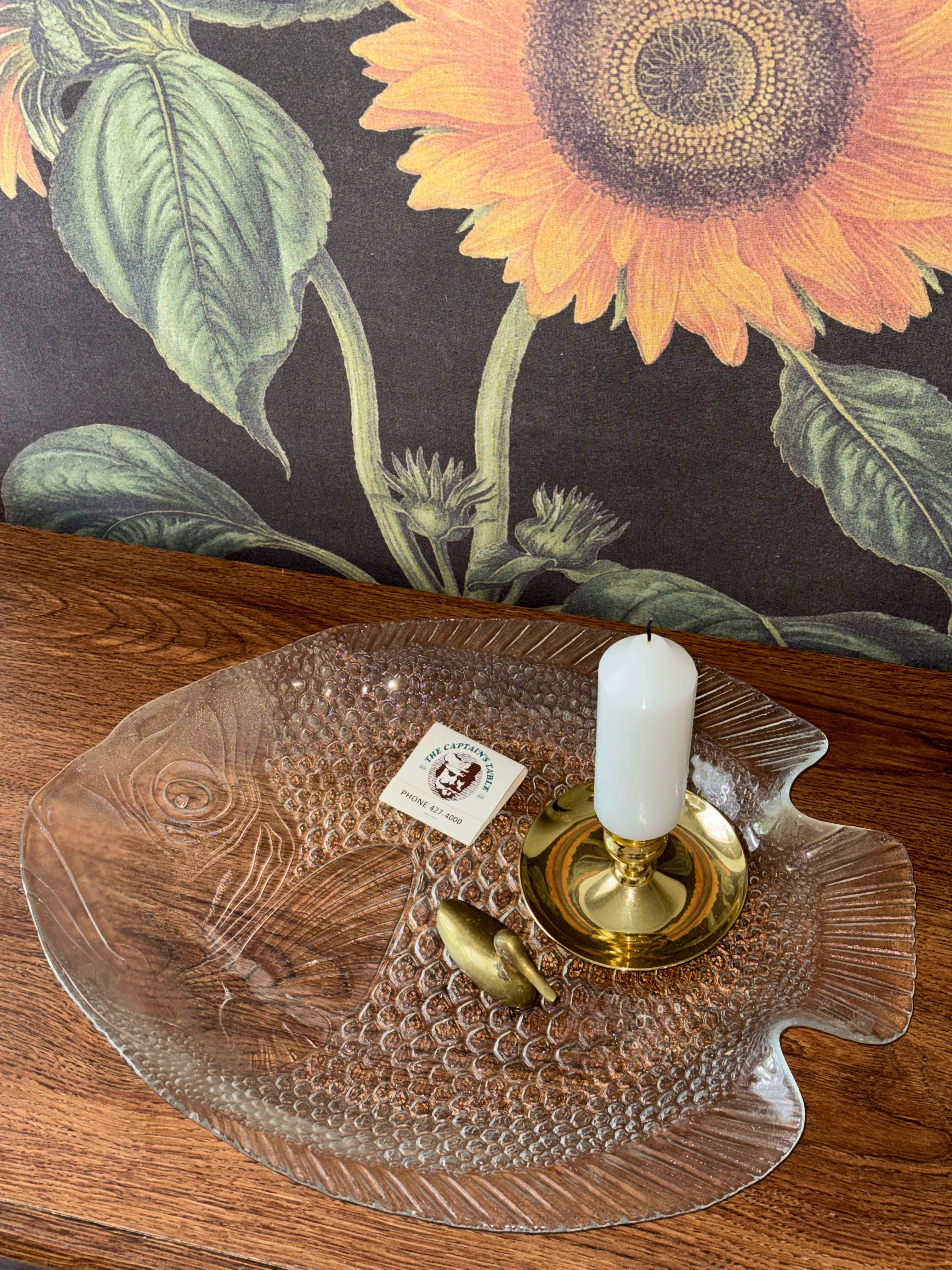 Vintage 70s Large Glass Fish Plate/Tray by Arcoroc France