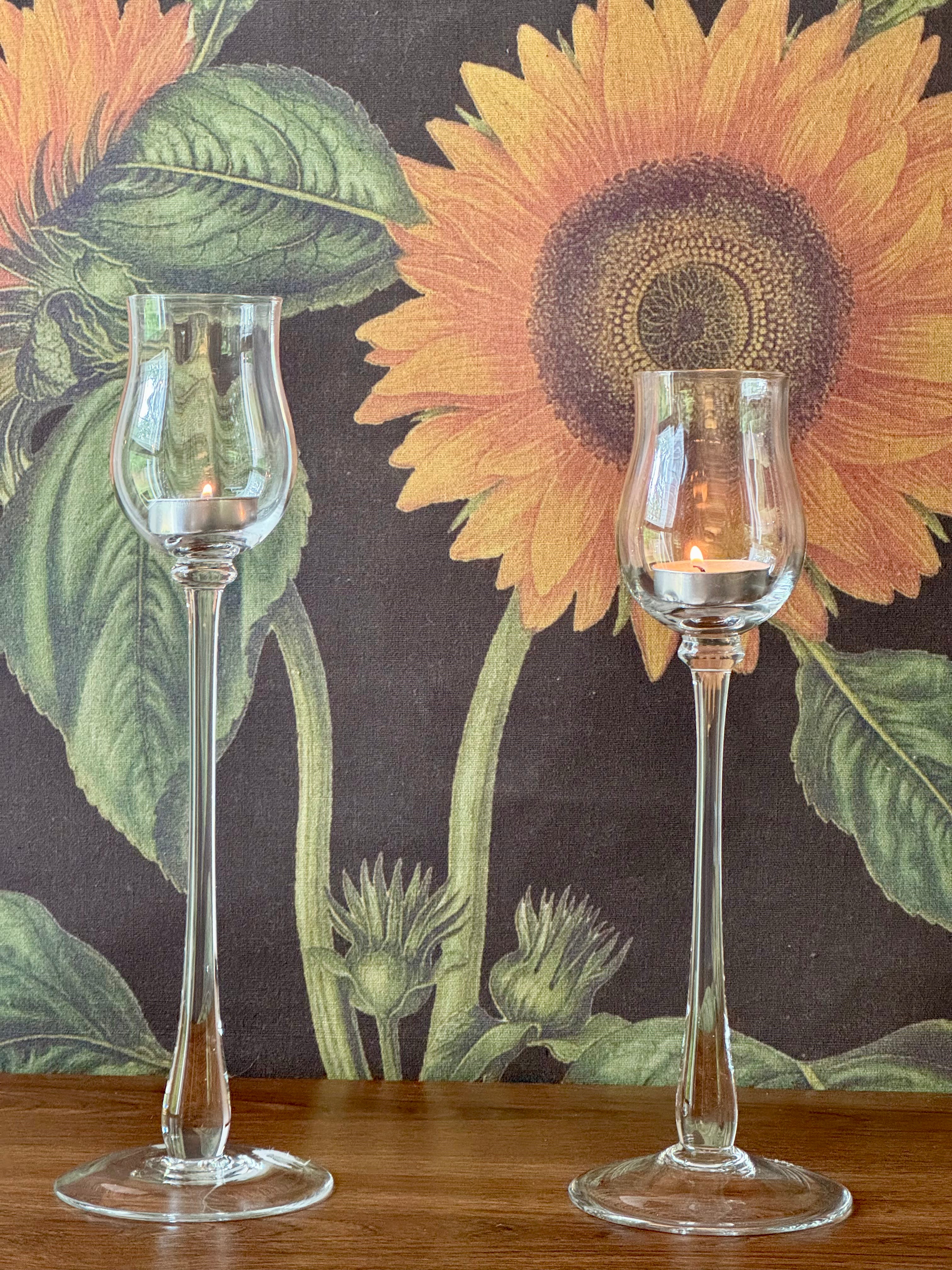 PartyLite Tulip-Shaped Glass Votive Tea-light Candle Holders Set of 2