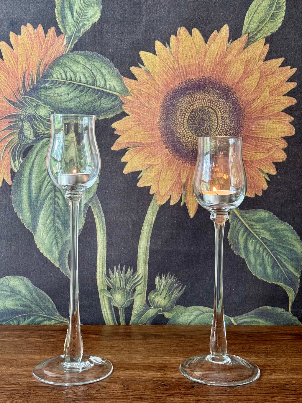 PartyLite Tulip-Shaped Glass Votive Tea-light Candle Holders Set of 2