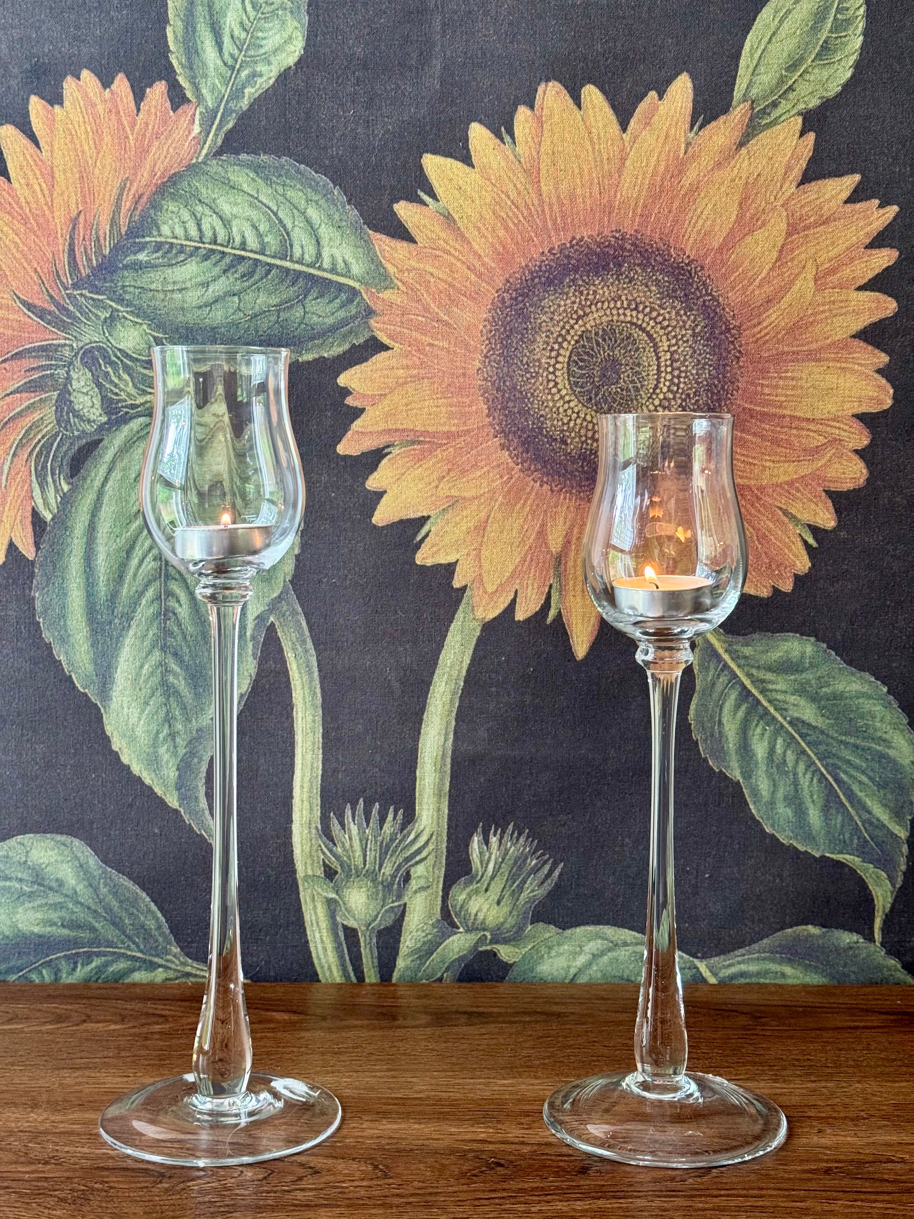 PartyLite Tulip-Shaped Glass Votive Tea-light Candle Holders Set of 2