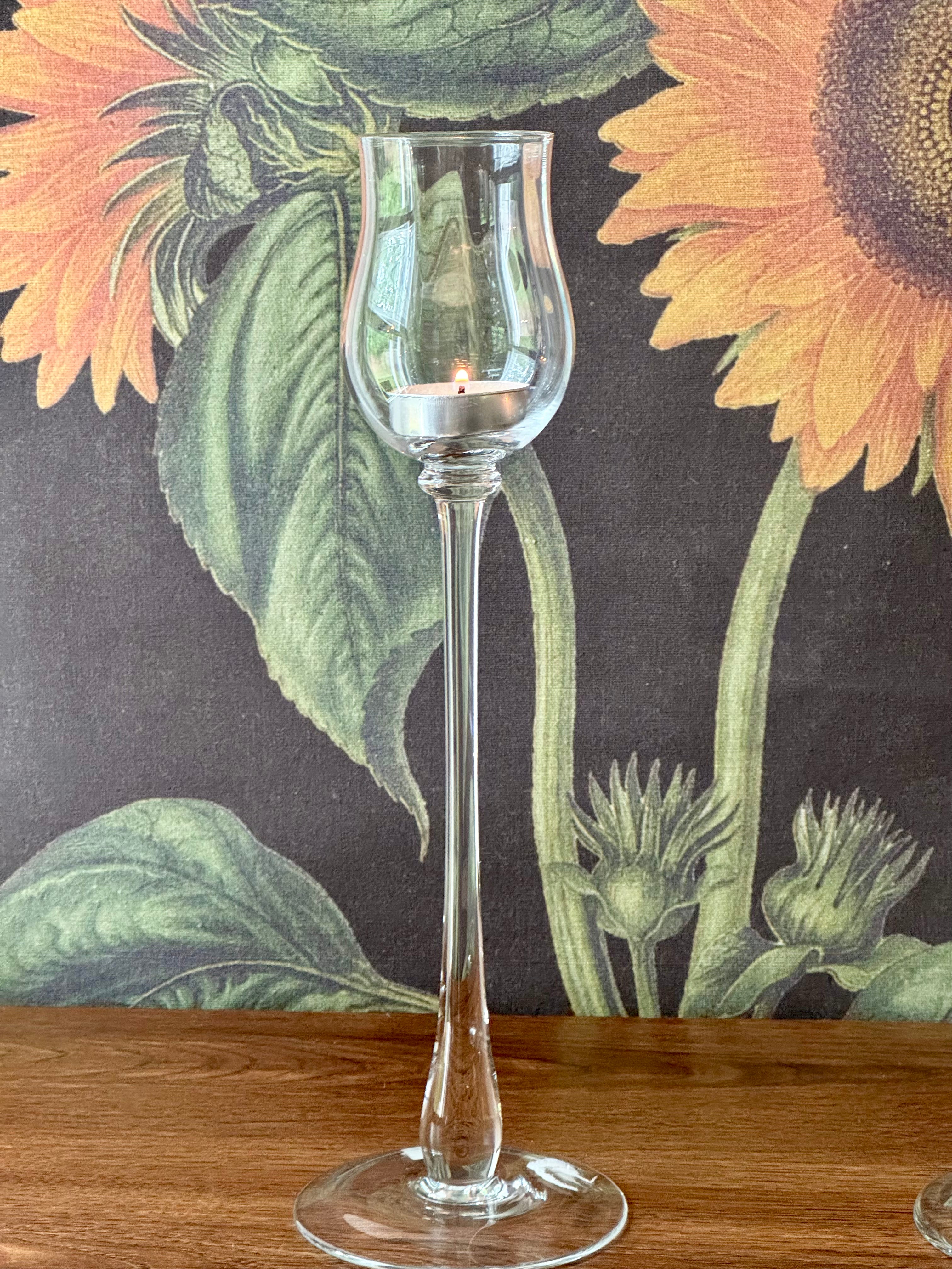 PartyLite Tulip-Shaped Glass Votive Tea-light Candle Holders Set of 2