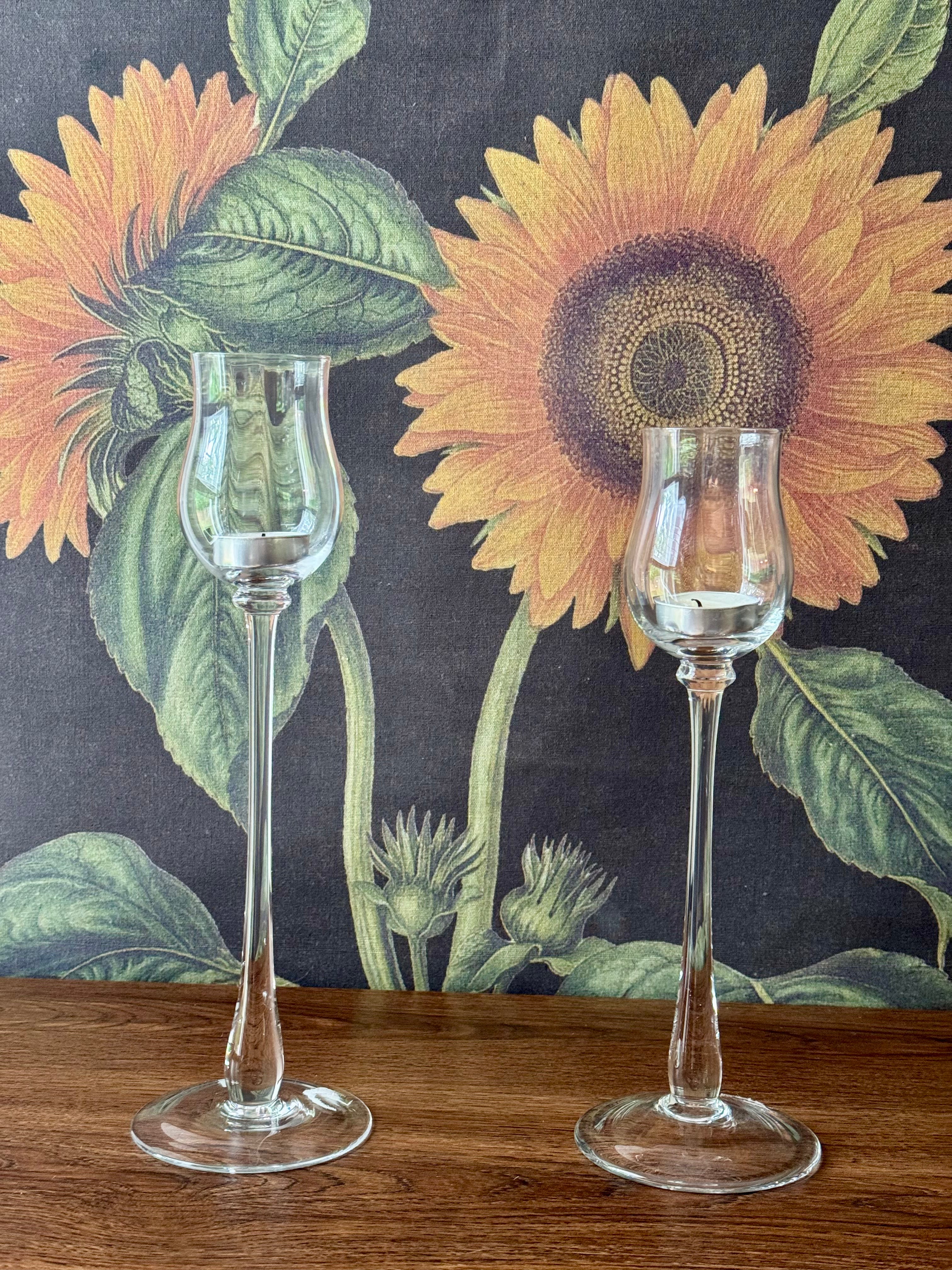 PartyLite Tulip-Shaped Glass Votive Tea-light Candle Holders Set of 2