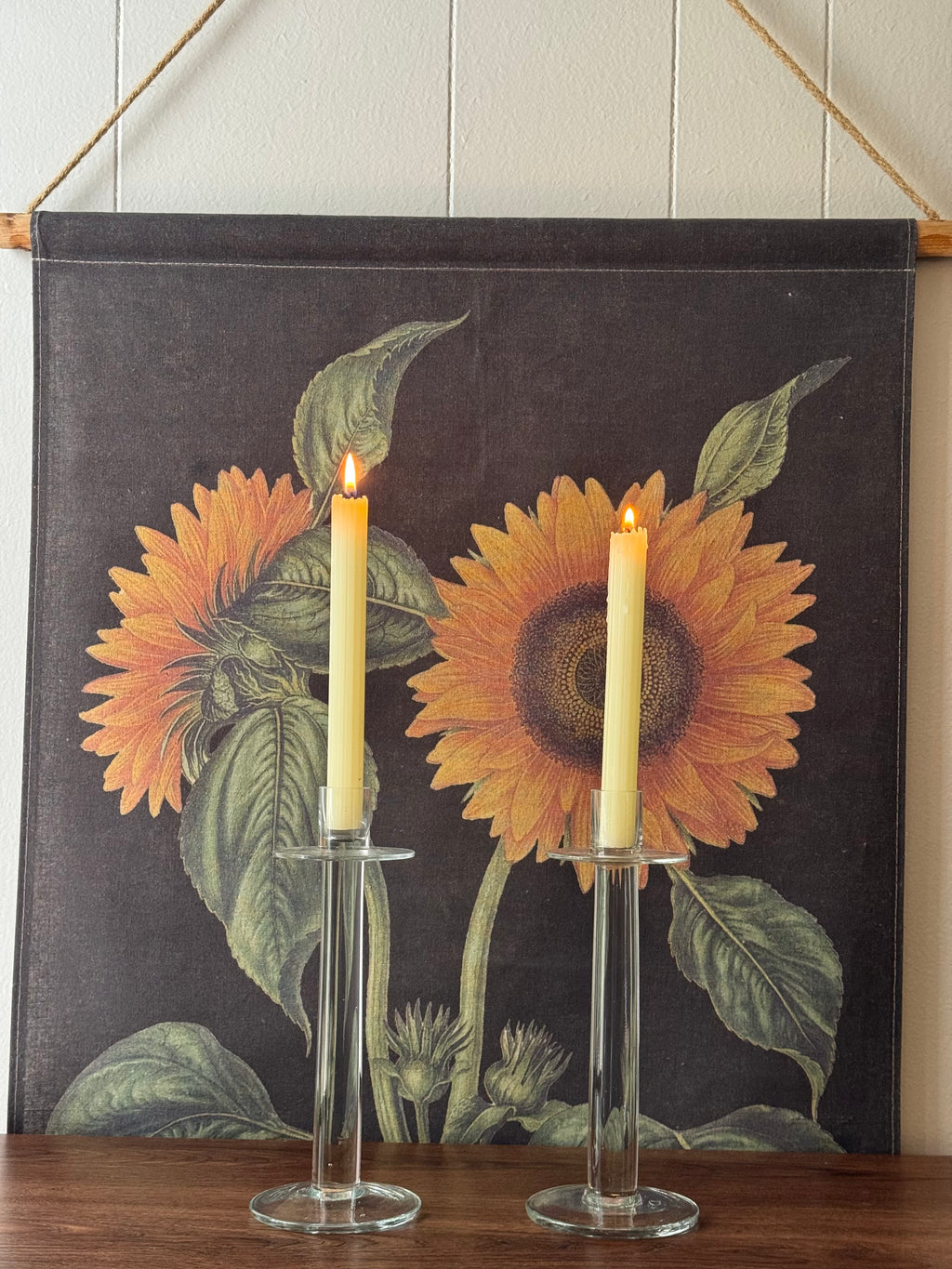 Vintage Glass Taper Candle Holders, Set of 2