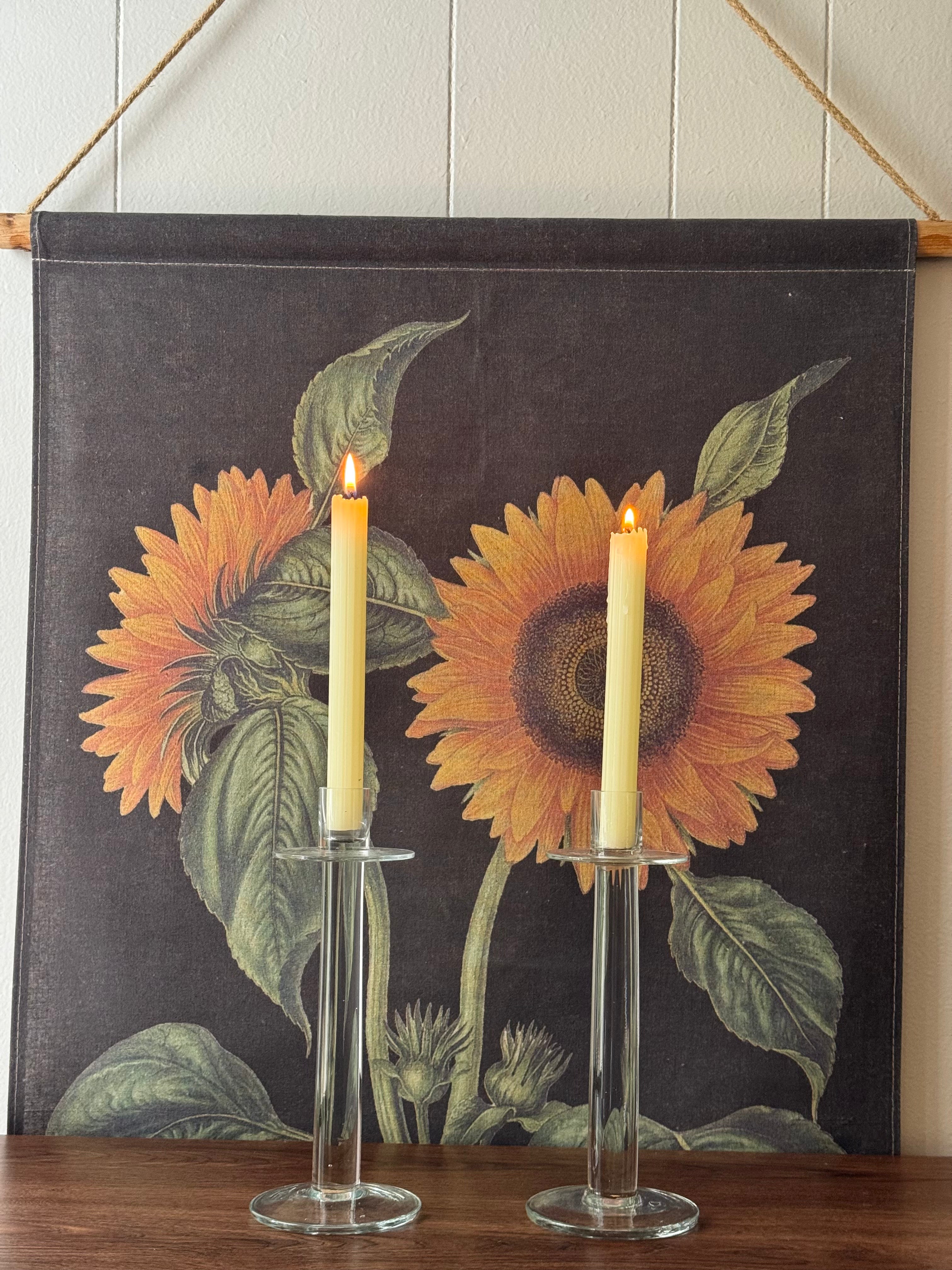 Vintage Glass Taper Candle Holders, Set of 2