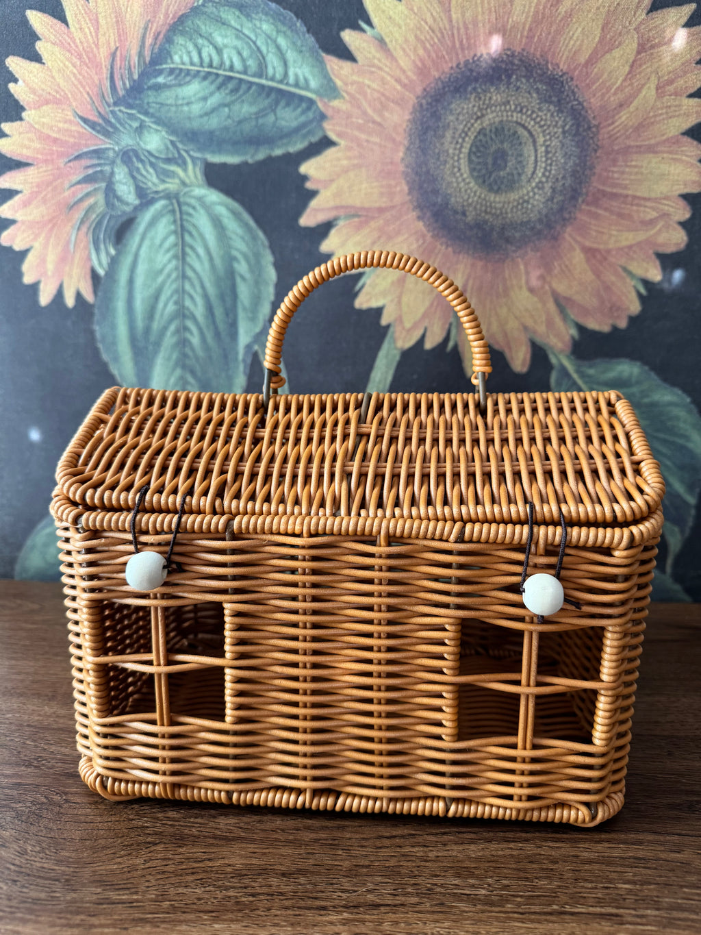 Woven House Shaped Basket with Handle