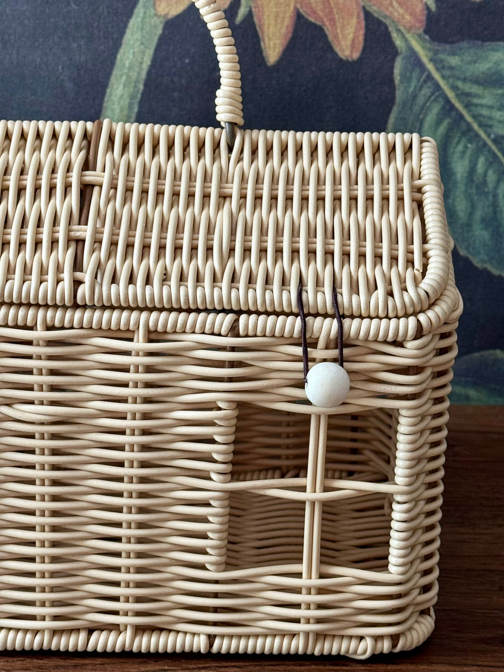 Woven House Shaped Basket with Handle