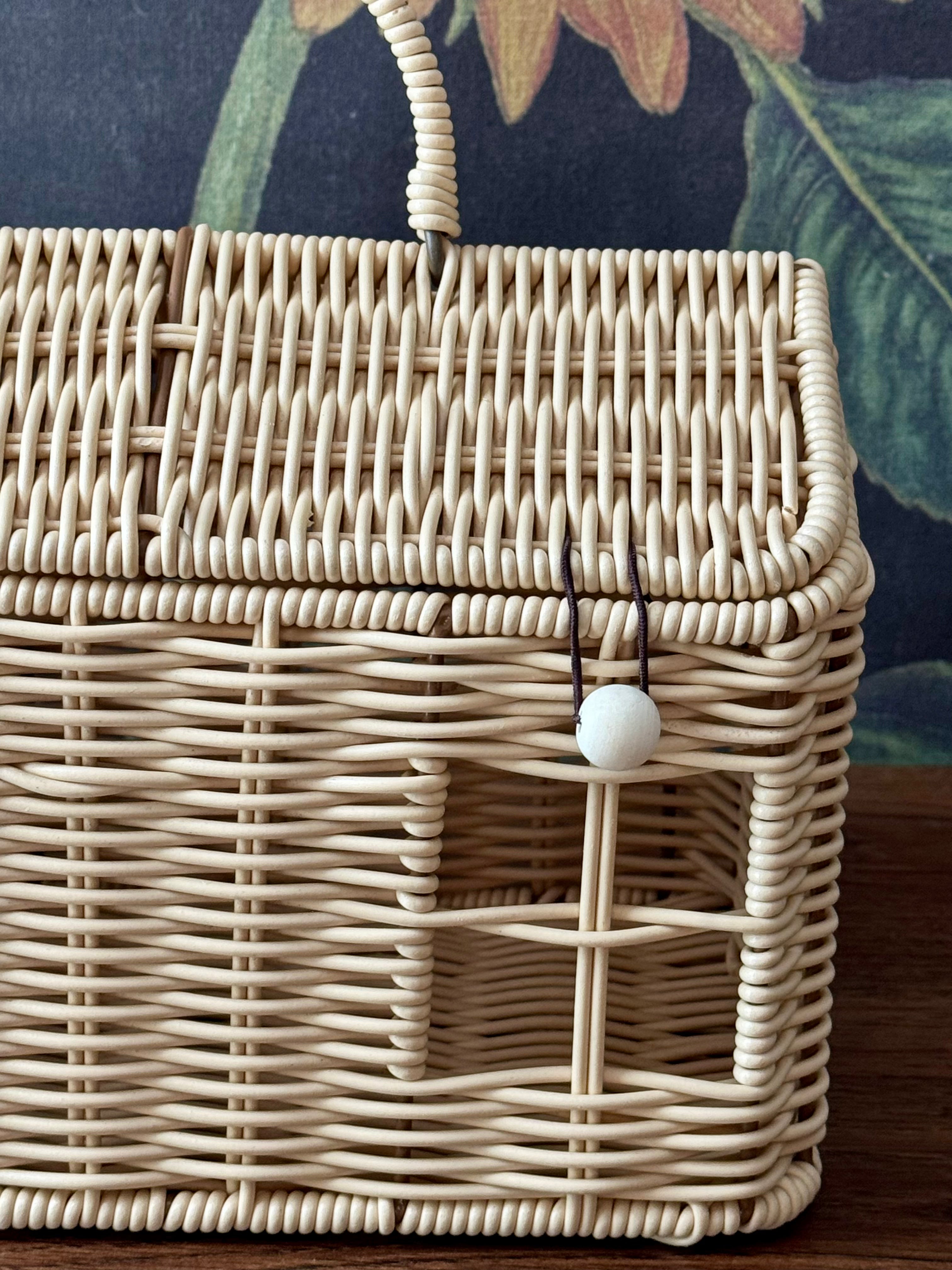 Woven House Shaped Basket with Handle