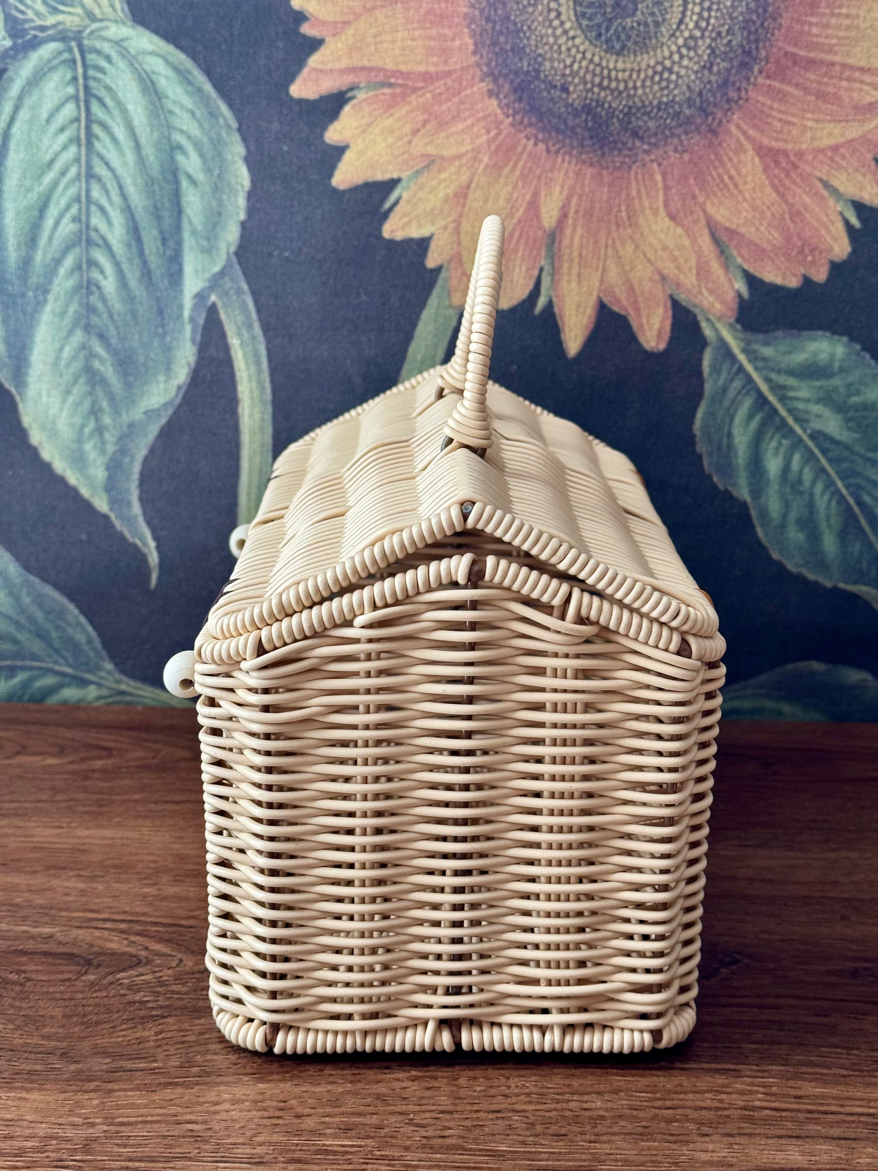 Woven House Shaped Basket with Handle