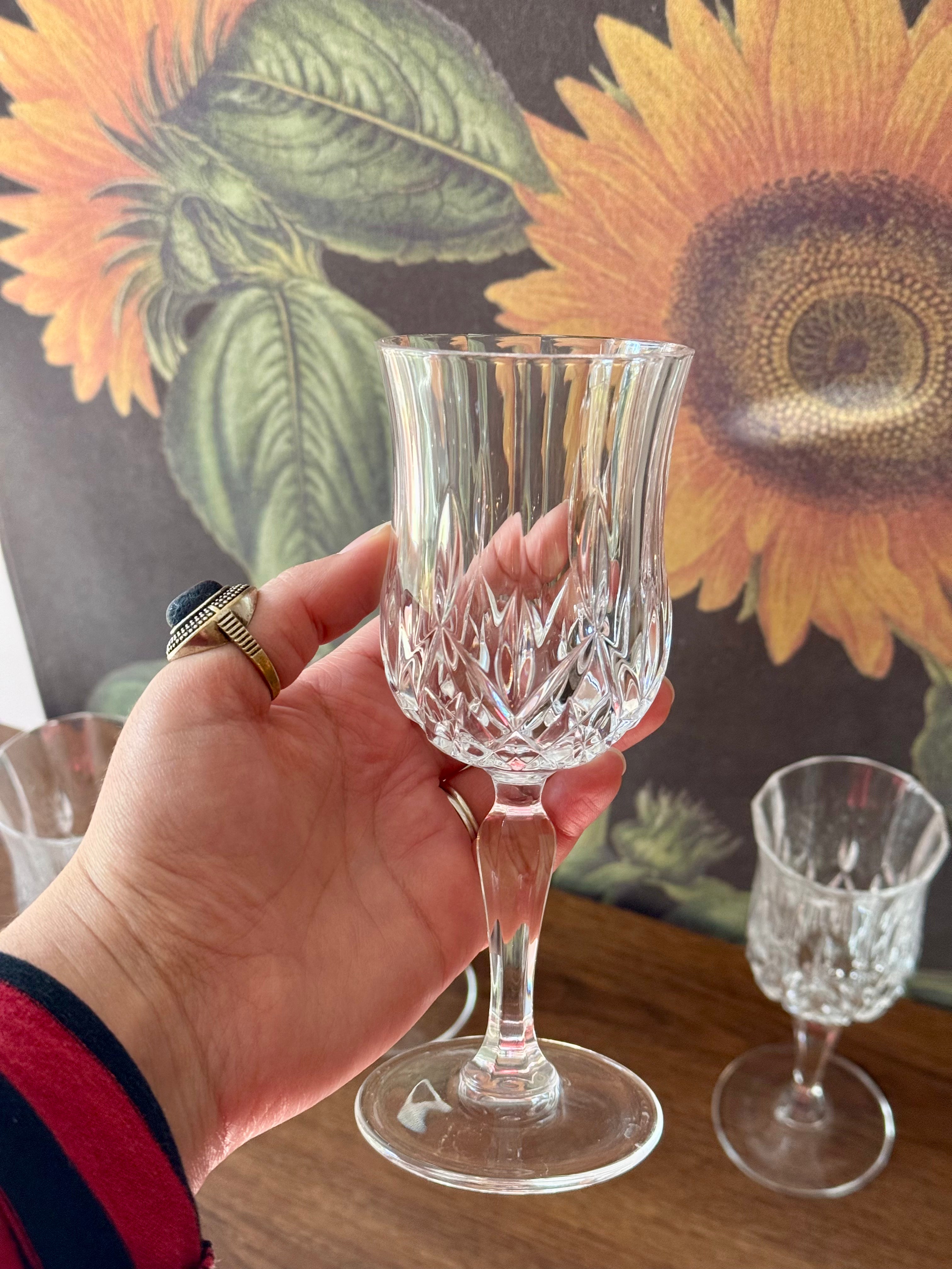 Vintage Crystal Wine Glasses, Set of 4