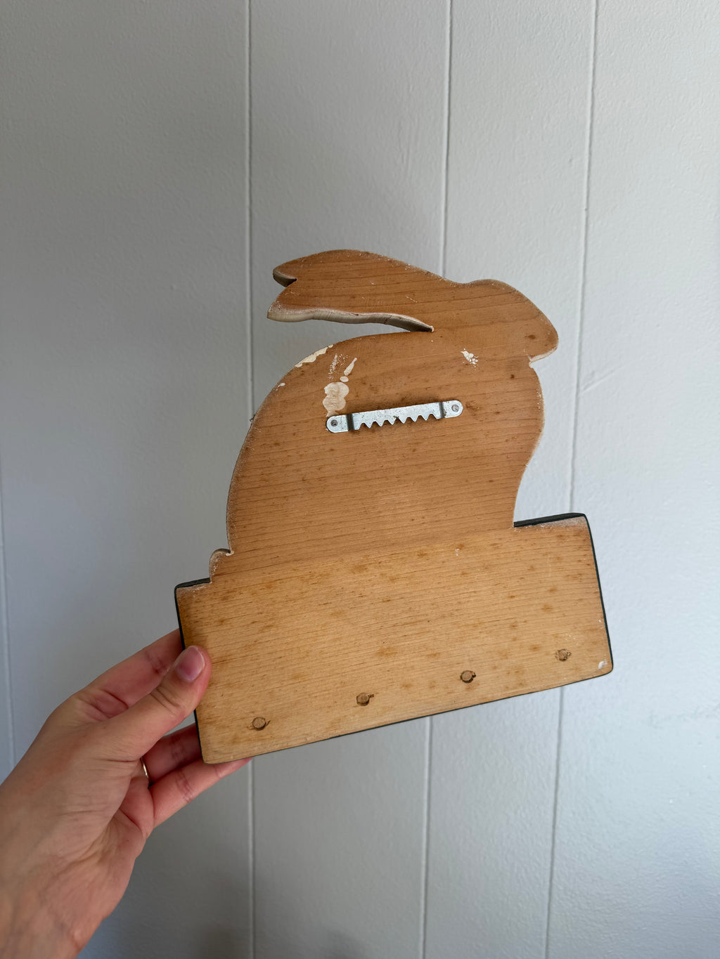 Vintage Hand Painted Wood Rabbit Wall Hook
