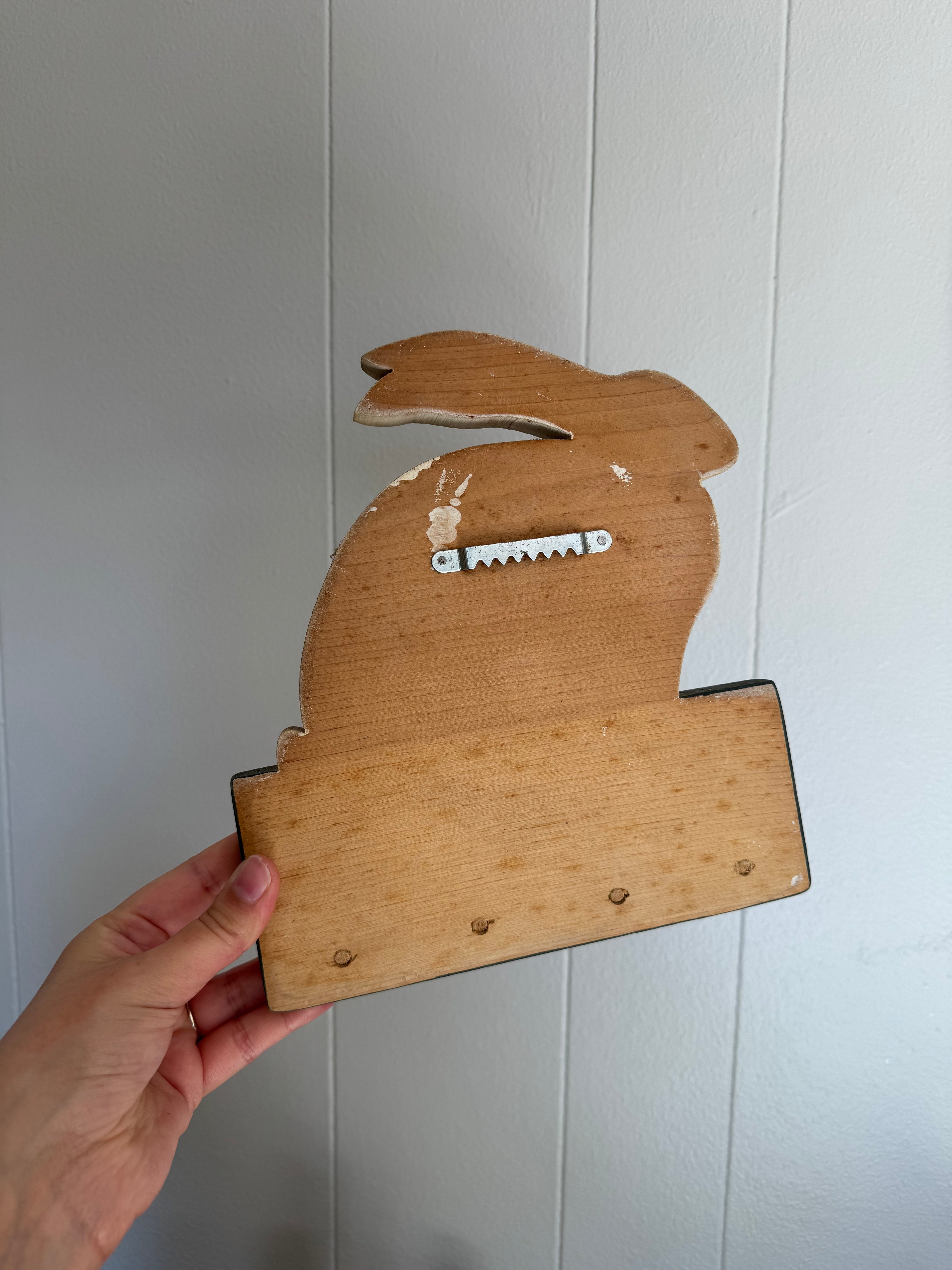 Vintage Hand Painted Wood Rabbit Wall Hook