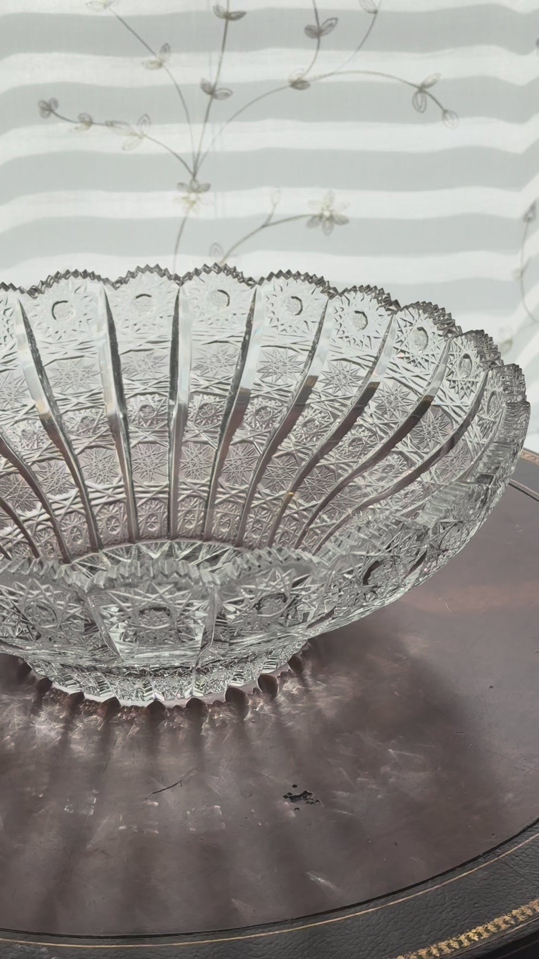 Vintage Bohemian "Queens Lace" Cut Crystal Bowl 12"