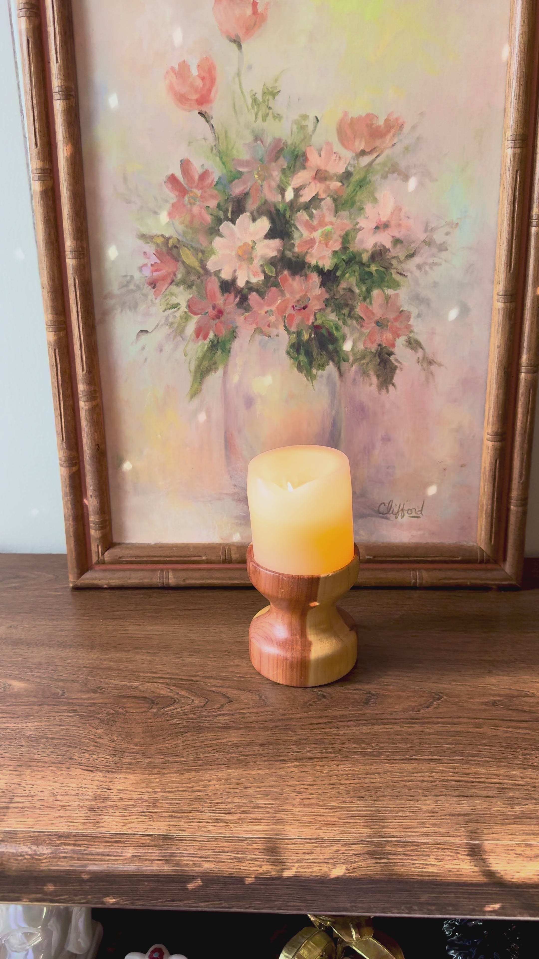 Artisan Hand-Turned Wood Candle Holder -`🕯´-