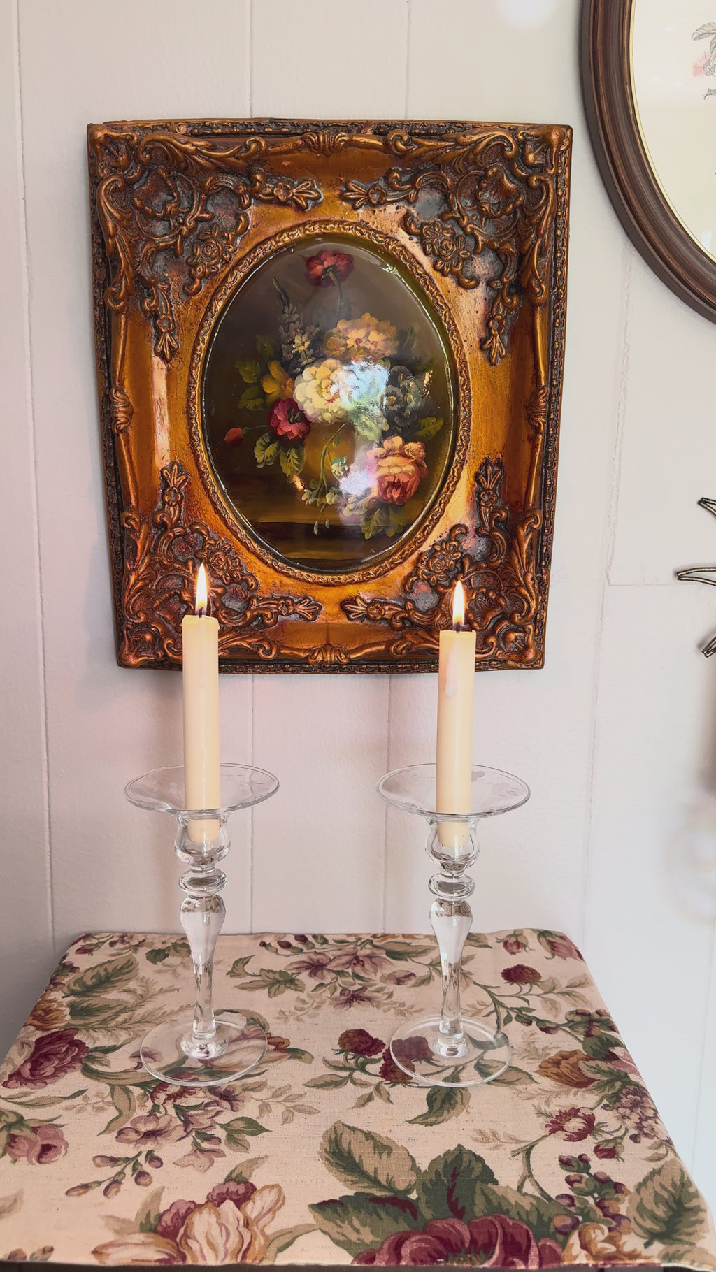 Vintage Princess House Candlestick Holders Floral Etched / Set of 2